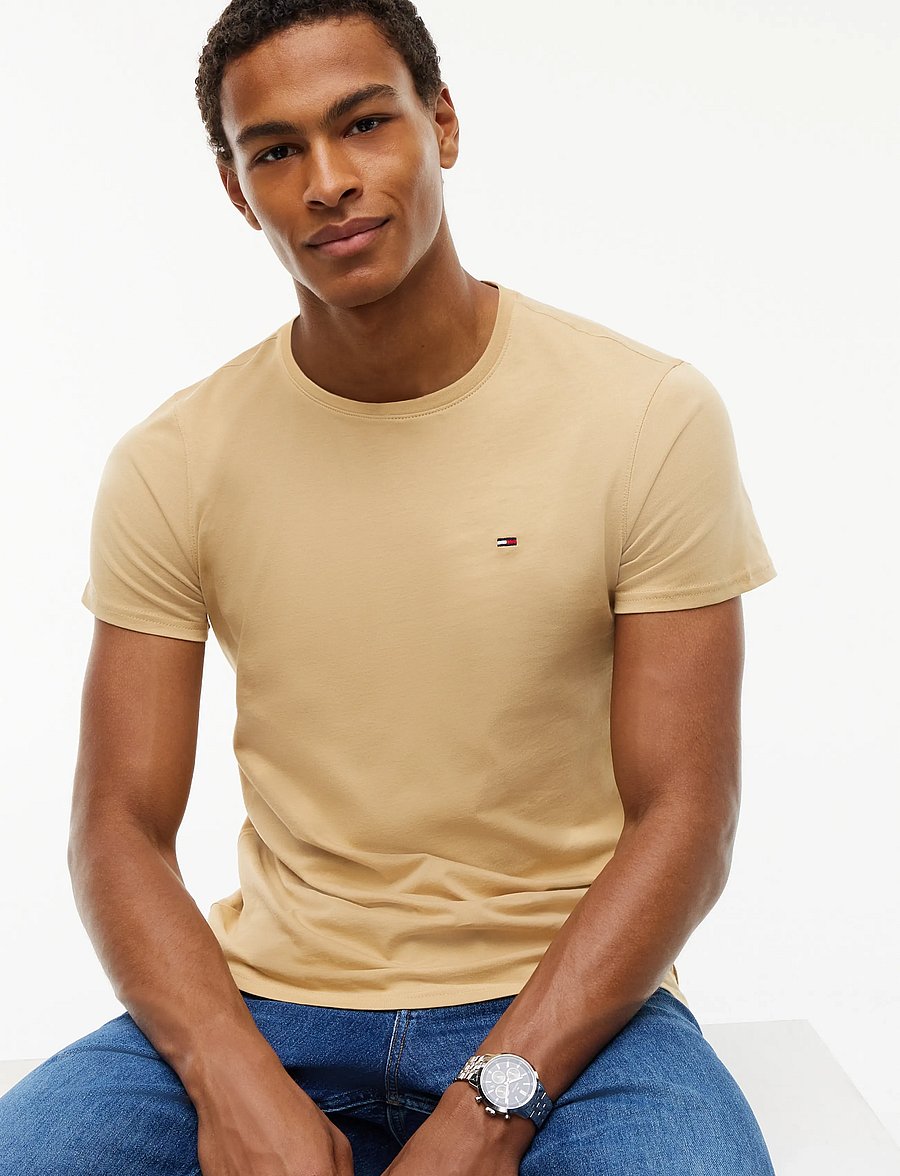 Tommy Jeans - TJM XSLIM JERSEY TEE EXT - kurzärmelige t-shirts - sandy beige - 3