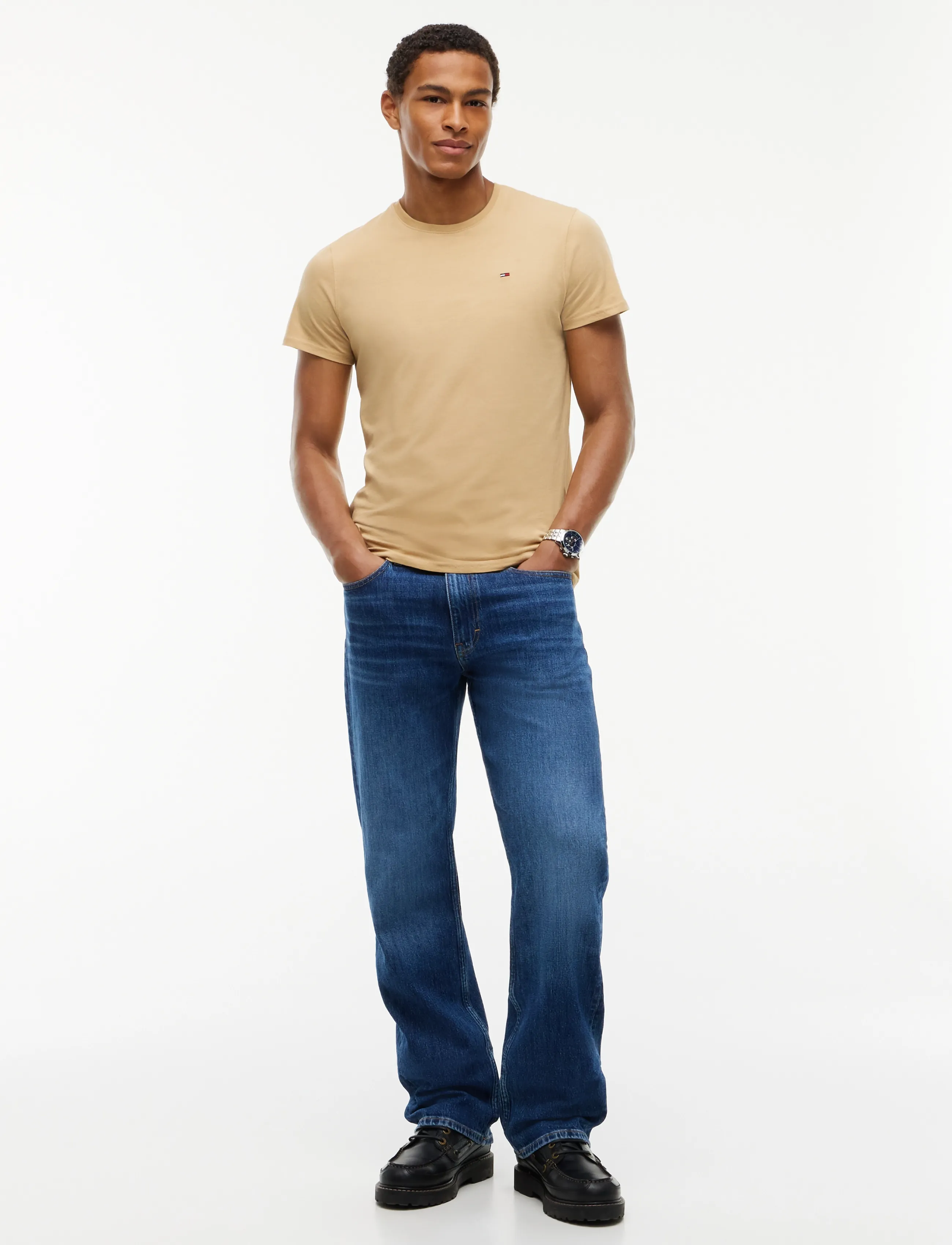 Tommy Jeans - TJM XSLIM JERSEY TEE EXT - kurzärmelige t-shirts - sandy beige - 4