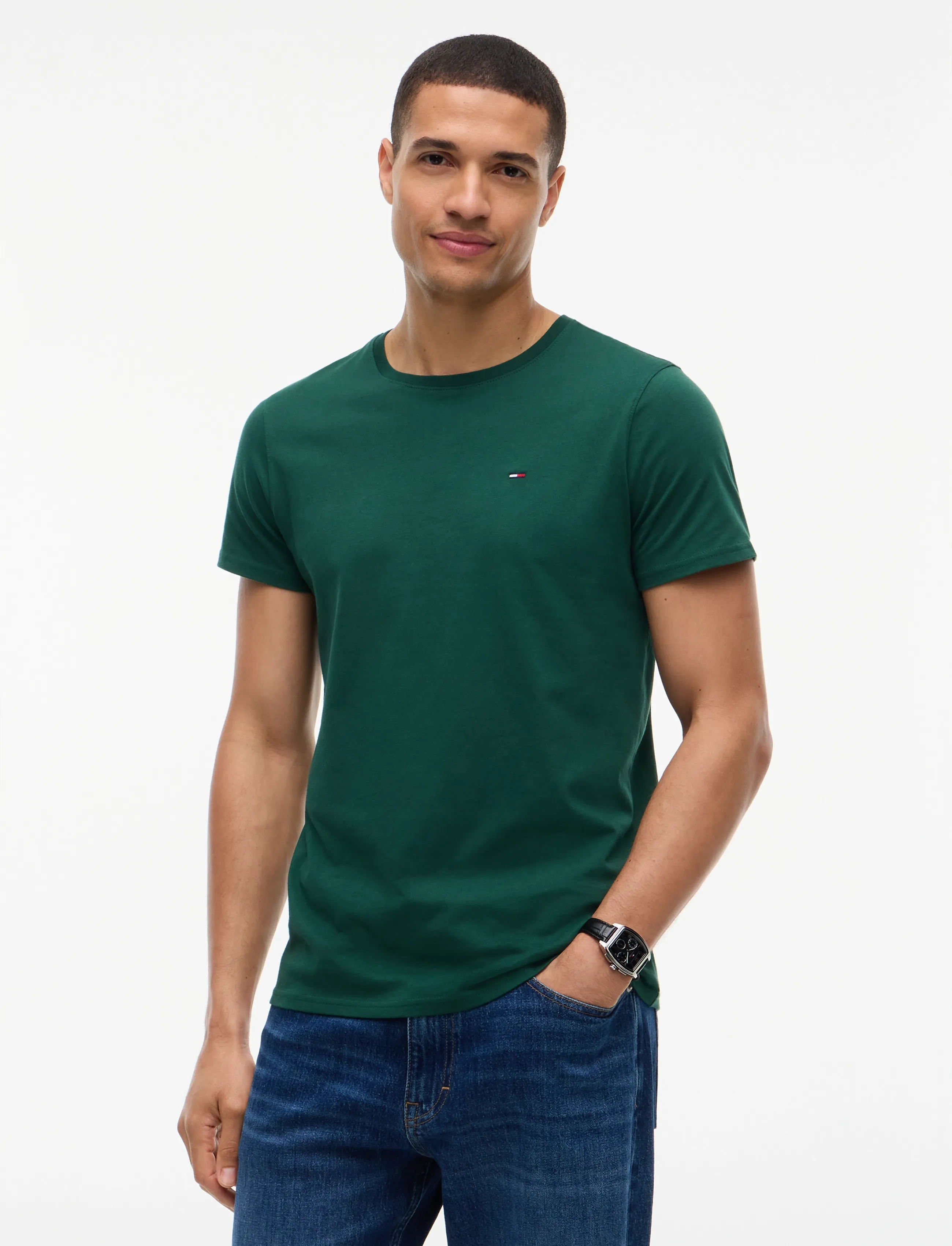 Tommy Jeans TJM XSLIM JERSEY TEE EXT - Kleidung - VELVET GREEN / green