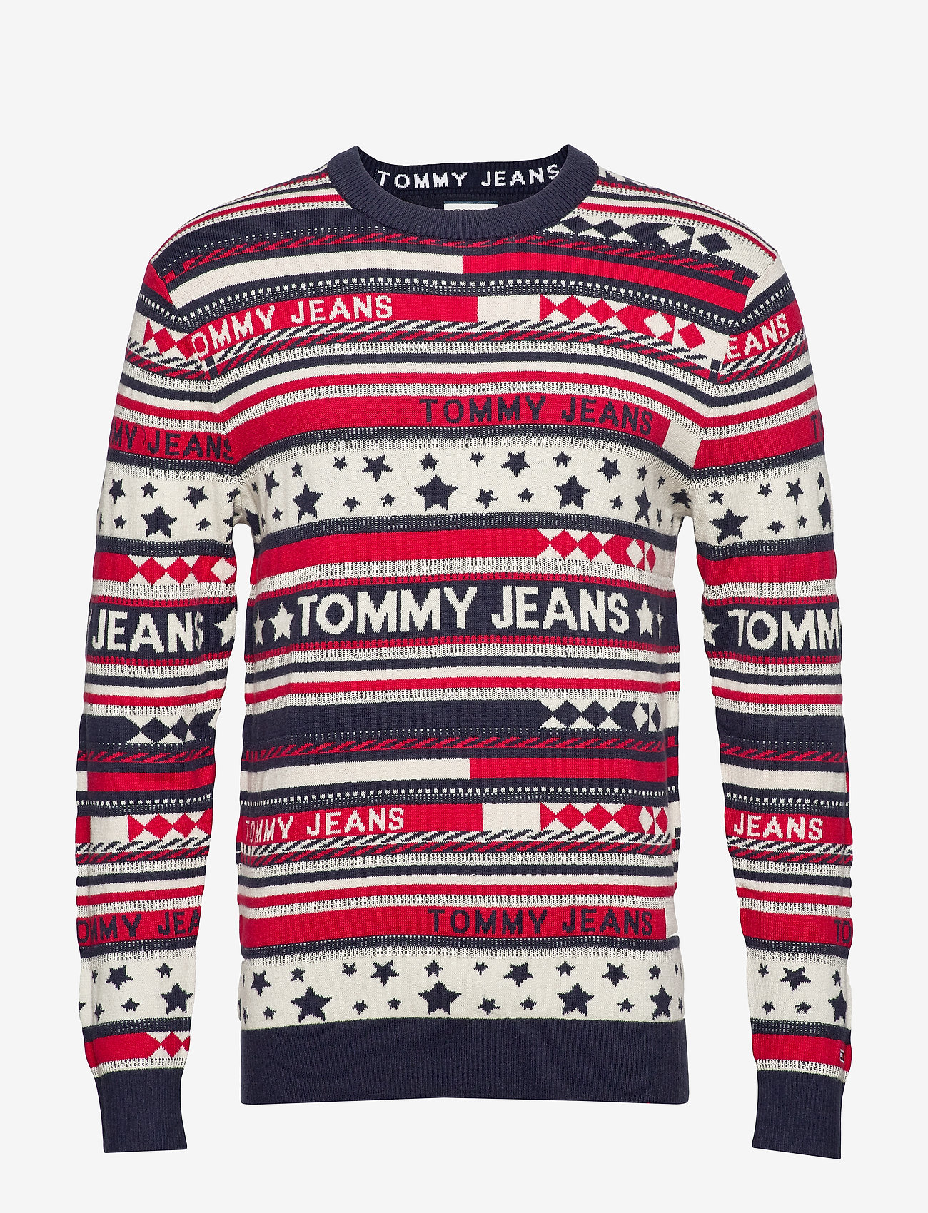 Tommy Jeans - TJM AMERICANA STRIPE SWEATER - flame scarlet / multi - 0