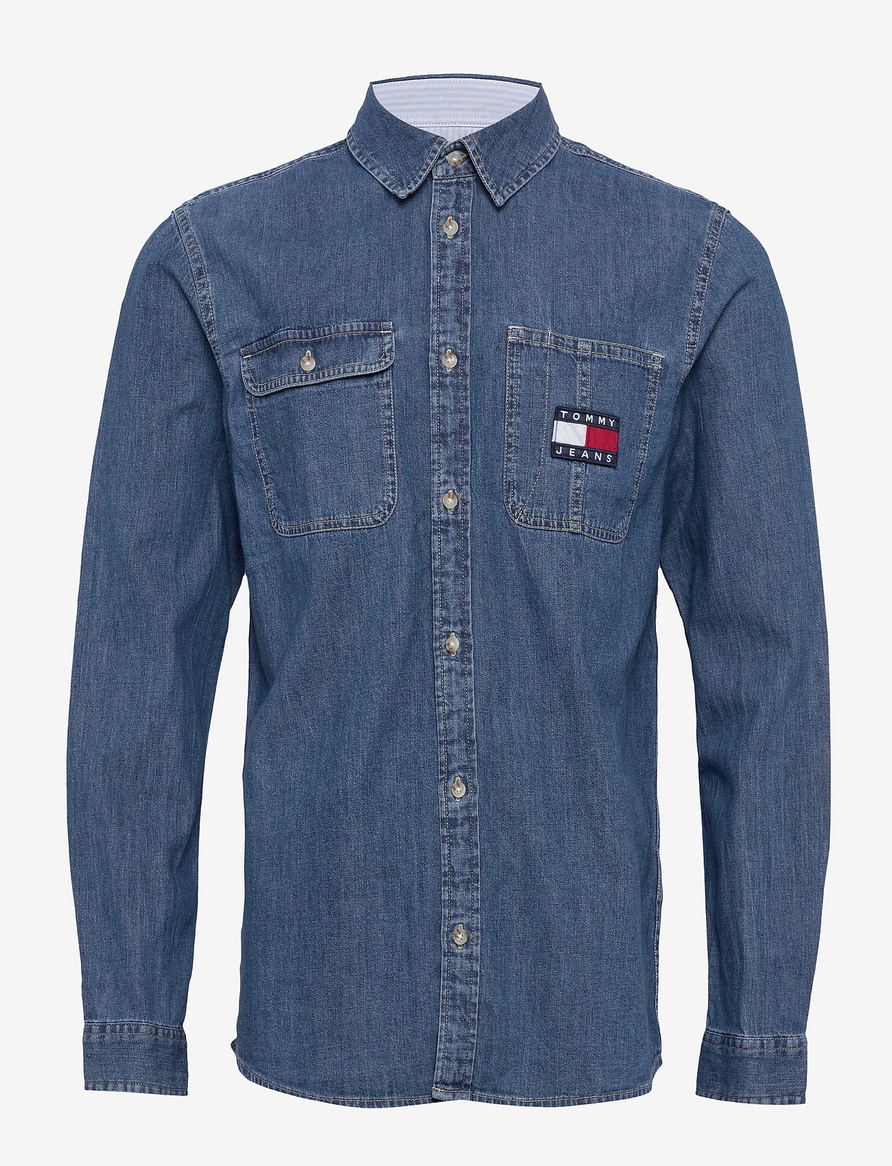 Tommy Jeans - TJM DENIM BADGE SHIRT - mid indigo - 0