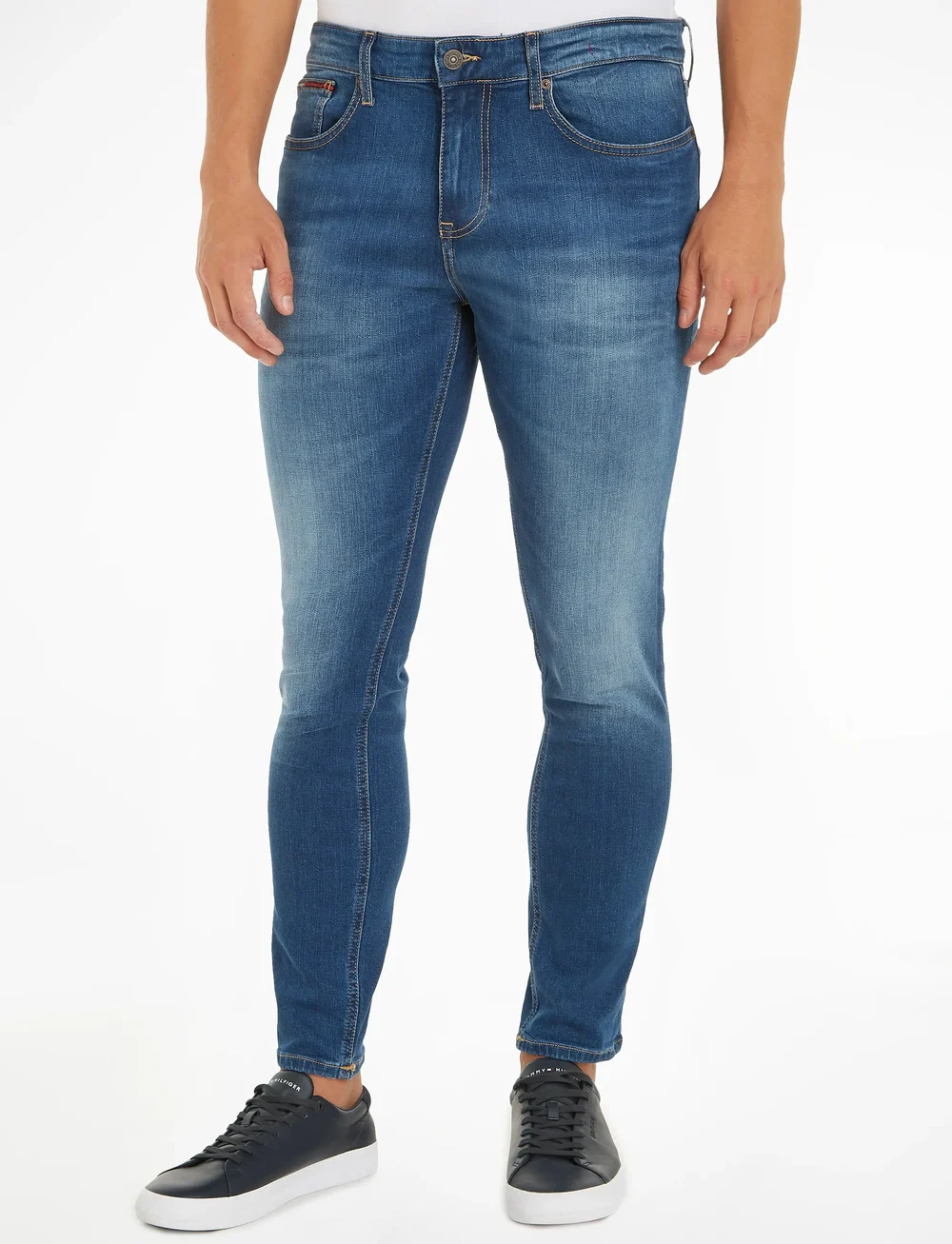 Tommy Jeans - AUSTIN SLIM TAPERED WMBS - kitsad teksad - wilson mid blue stretch - 0