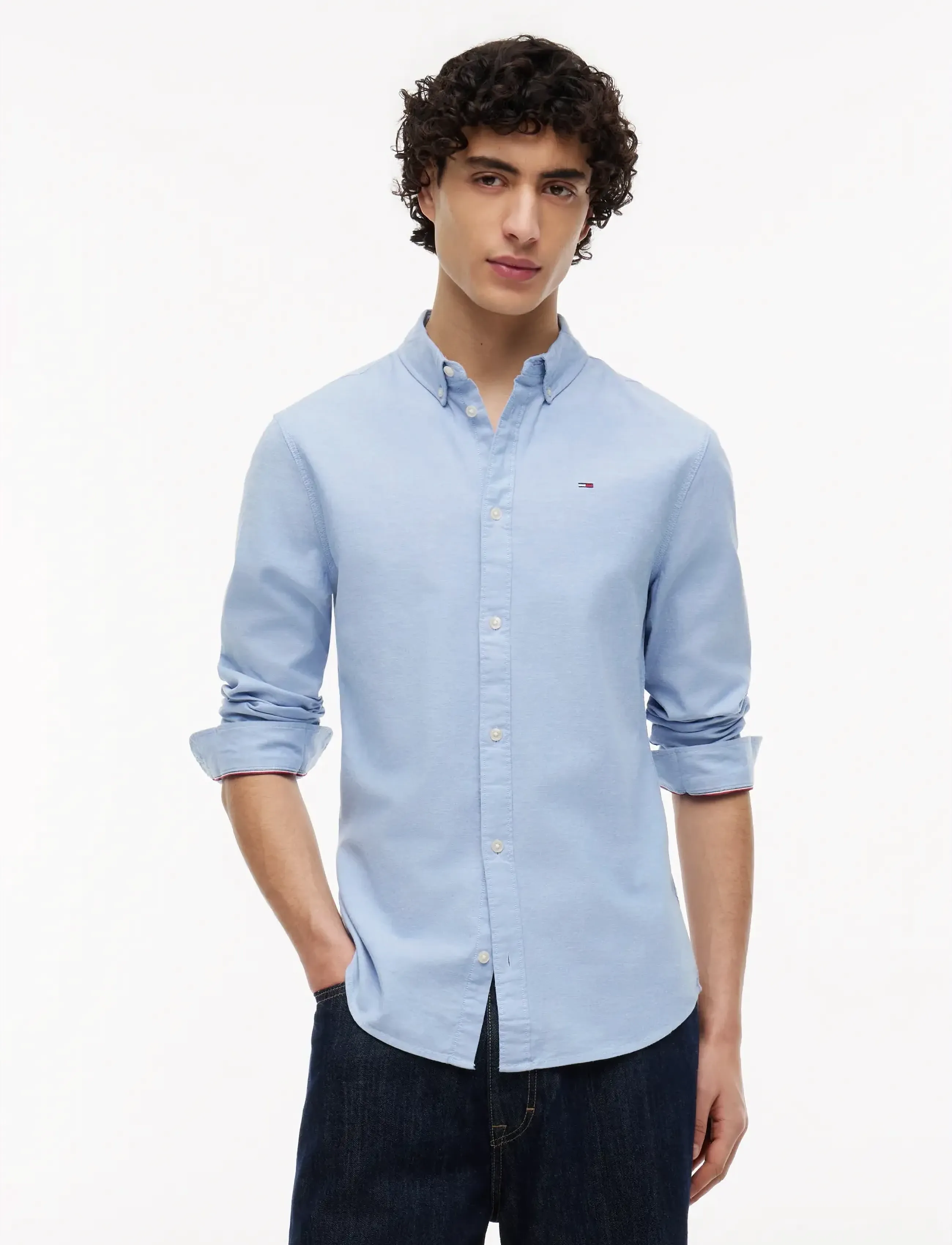 Tommy Jeans TJM SLIM STRETCH OXFORD SHIRT - Särgid - PERFUME BLUE / blue