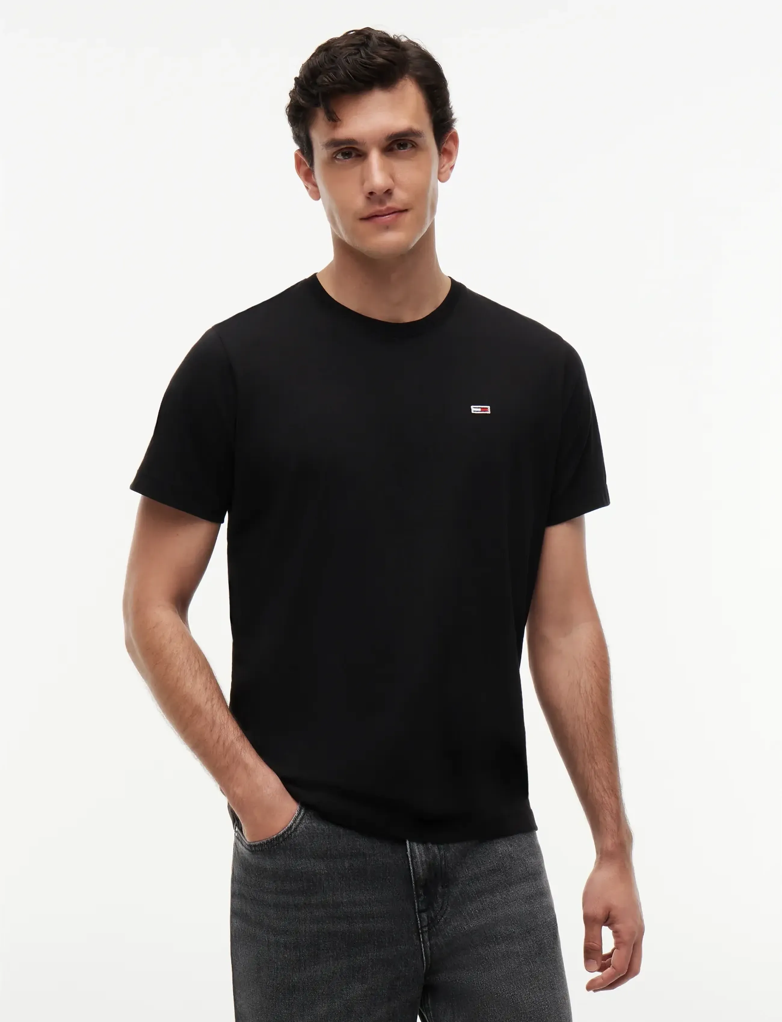 Tommy Jeans TJM SLIM JERSEY C NECK EXT - Tommy Hilfiger - BLACK / black