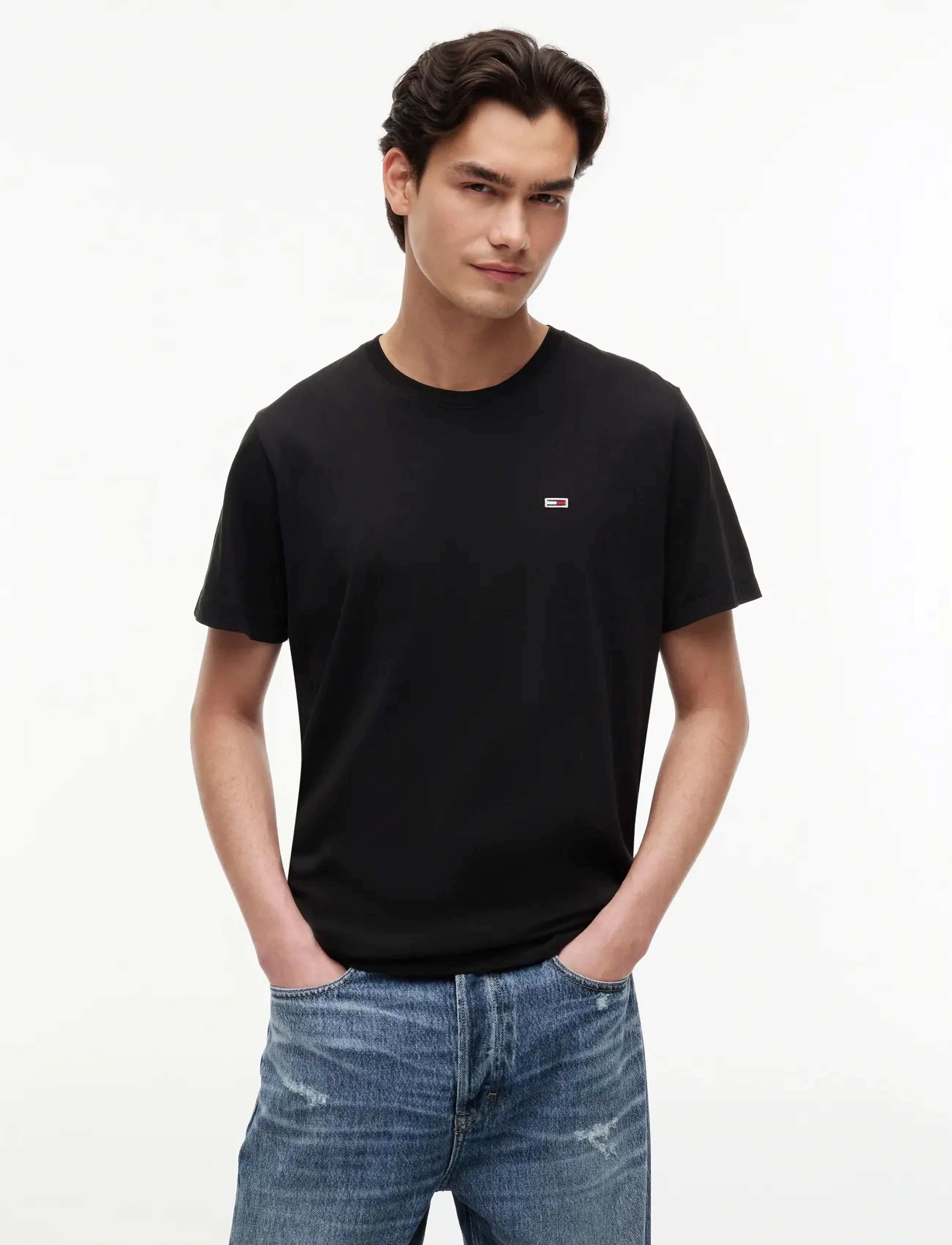 Tommy Jeans - TJM REG JERSEY C NECK EXT - kortärmade t-shirts - black - 0