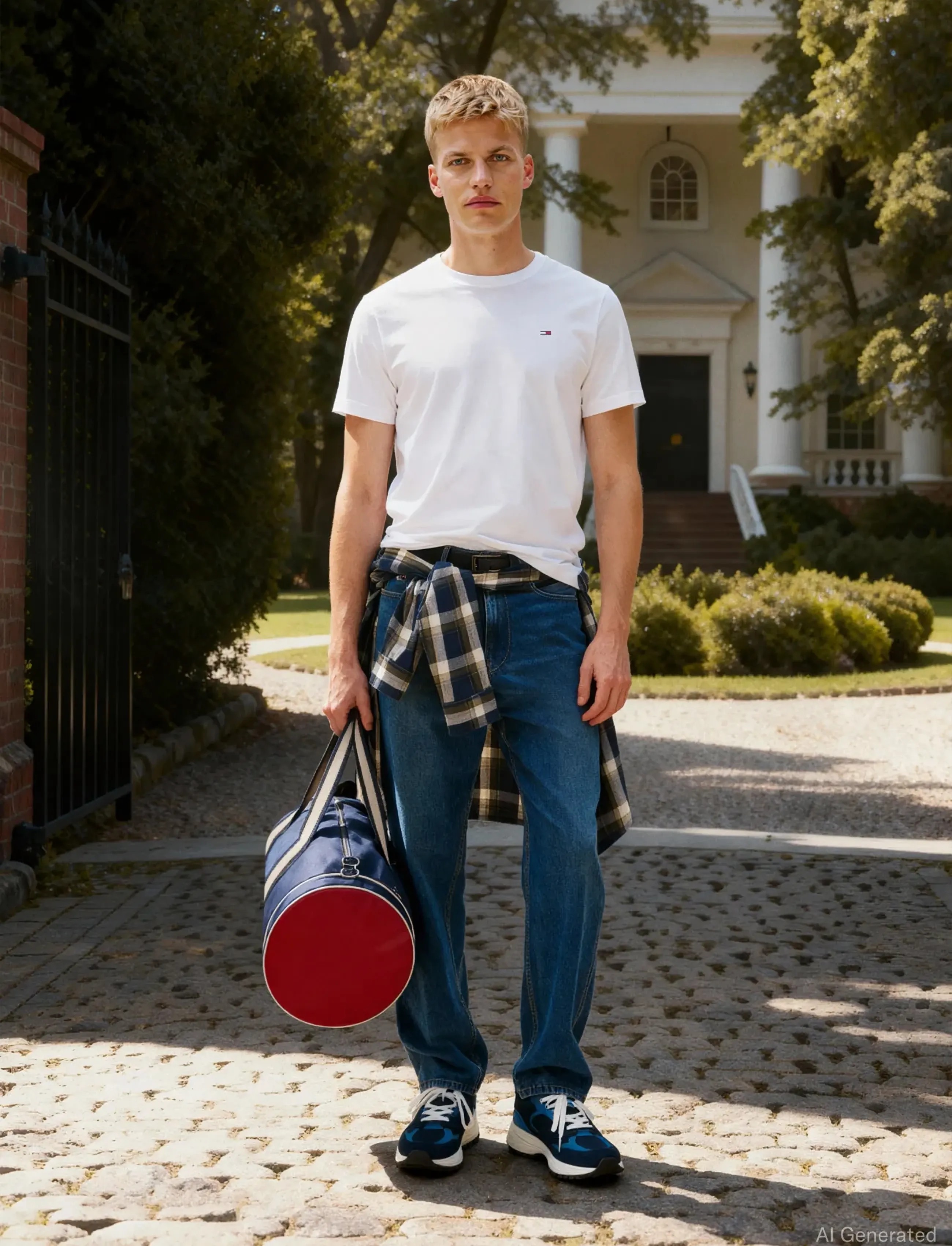TOMMY JEANS T-shirt blå / röd herr – bild 6