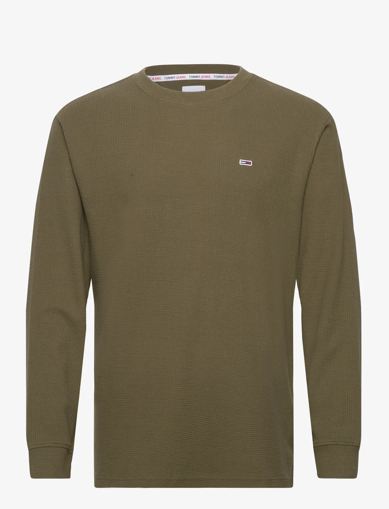 Tommy Jeans - TJM CLSC WAFFLE LS TEE - basis-t-skjorter - drab olive green - 0