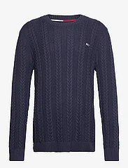 Tommy Jeans - TJM REG CABLE SWEATER - rundhalsad - twilight navy - 0