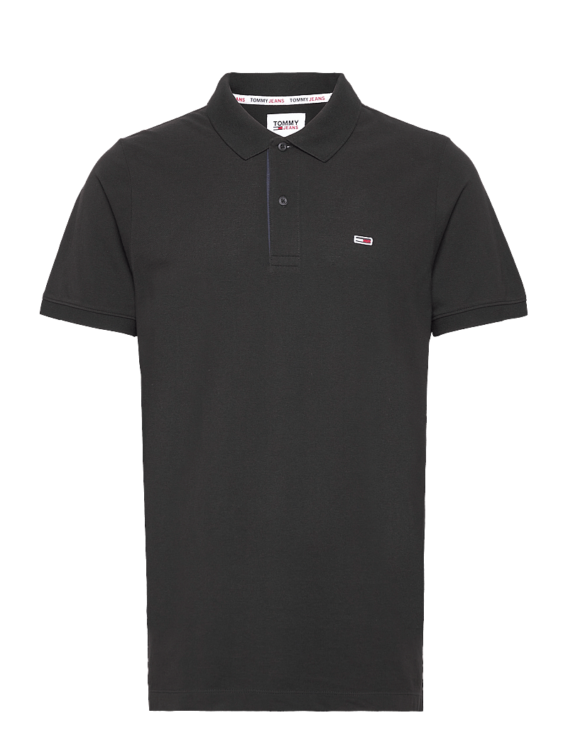 Tommy Jeans - TJM SLIM PLACKET POLO - kortärmade pikéer - black - 0