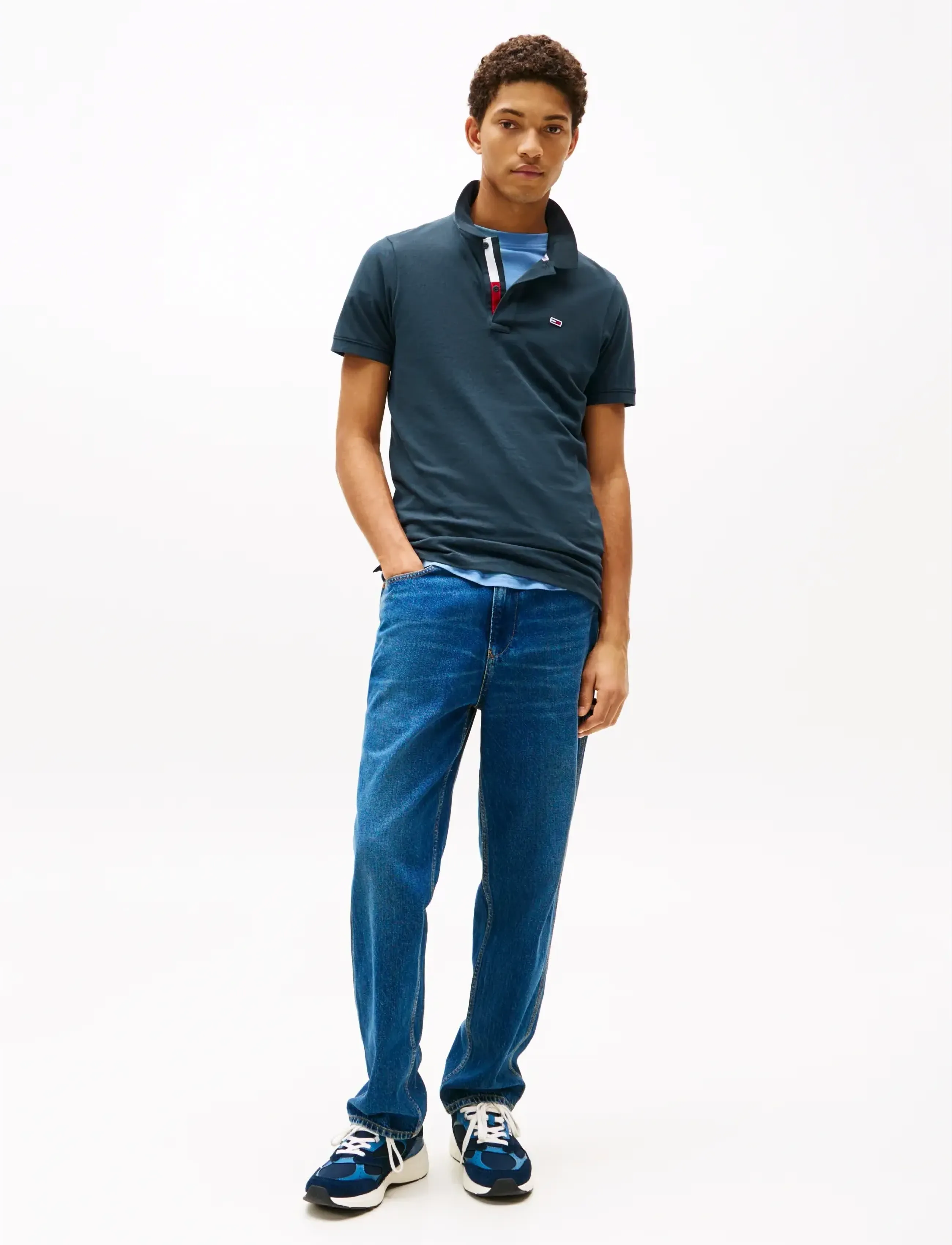 Tommy Jeans TJM SLIM PLACKET POLO - Kläder - TWILIGHT NAVY / navy