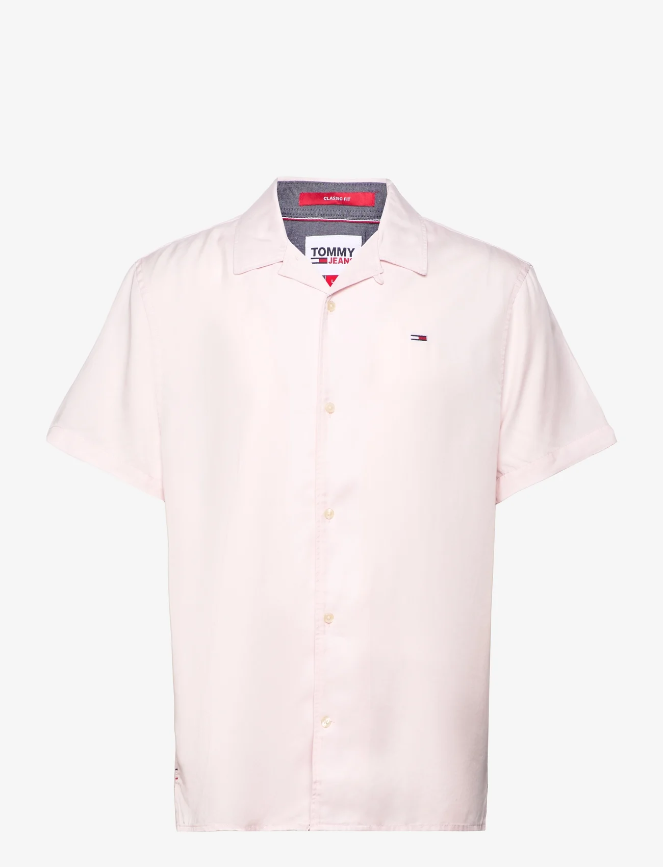 Tommy Jeans - TJM CLSC SOLID CAMP SHIRT - kortärmade t-shirts - faint pink - 0