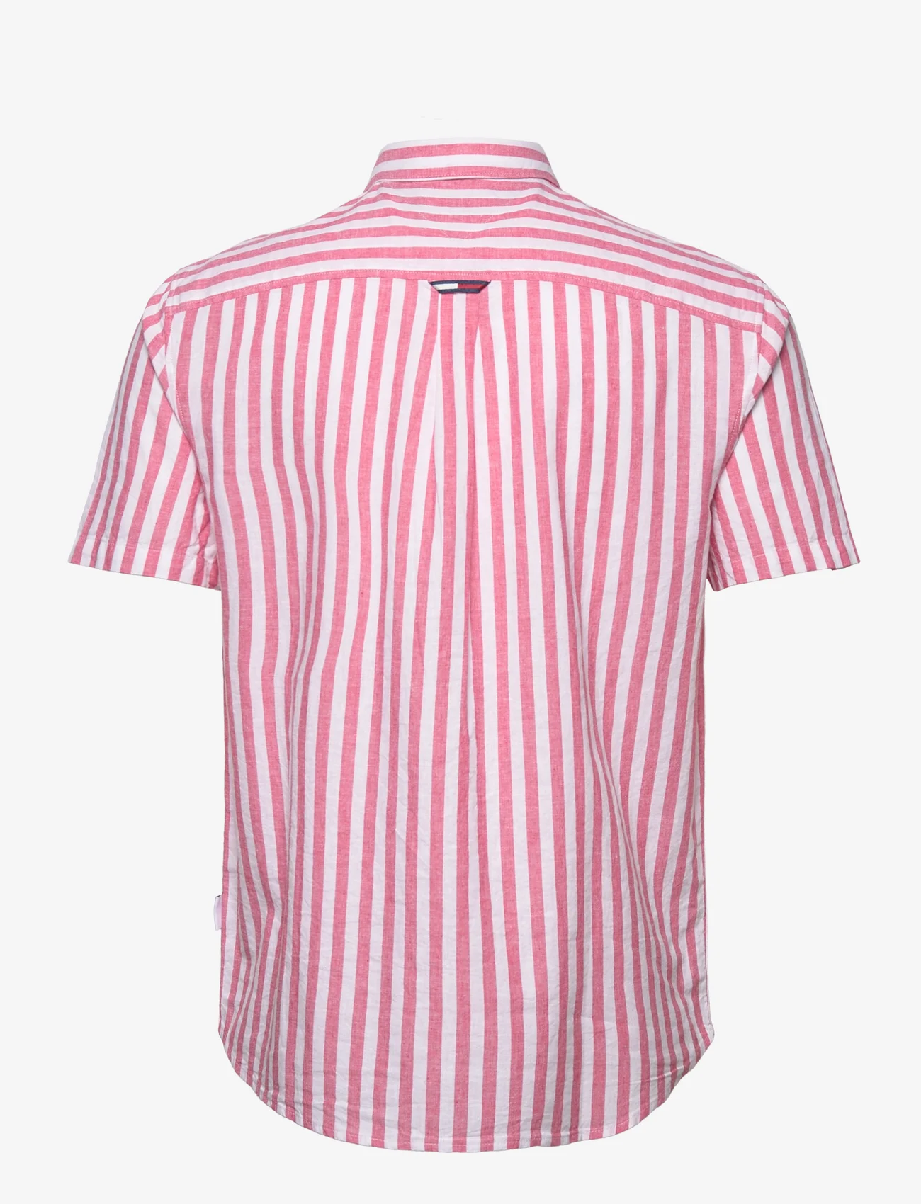 Tommy Jeans - TJM RLX SS STRIPE LINEN SHIRT - short-sleeved t-shirts - laser pink stripe - 1