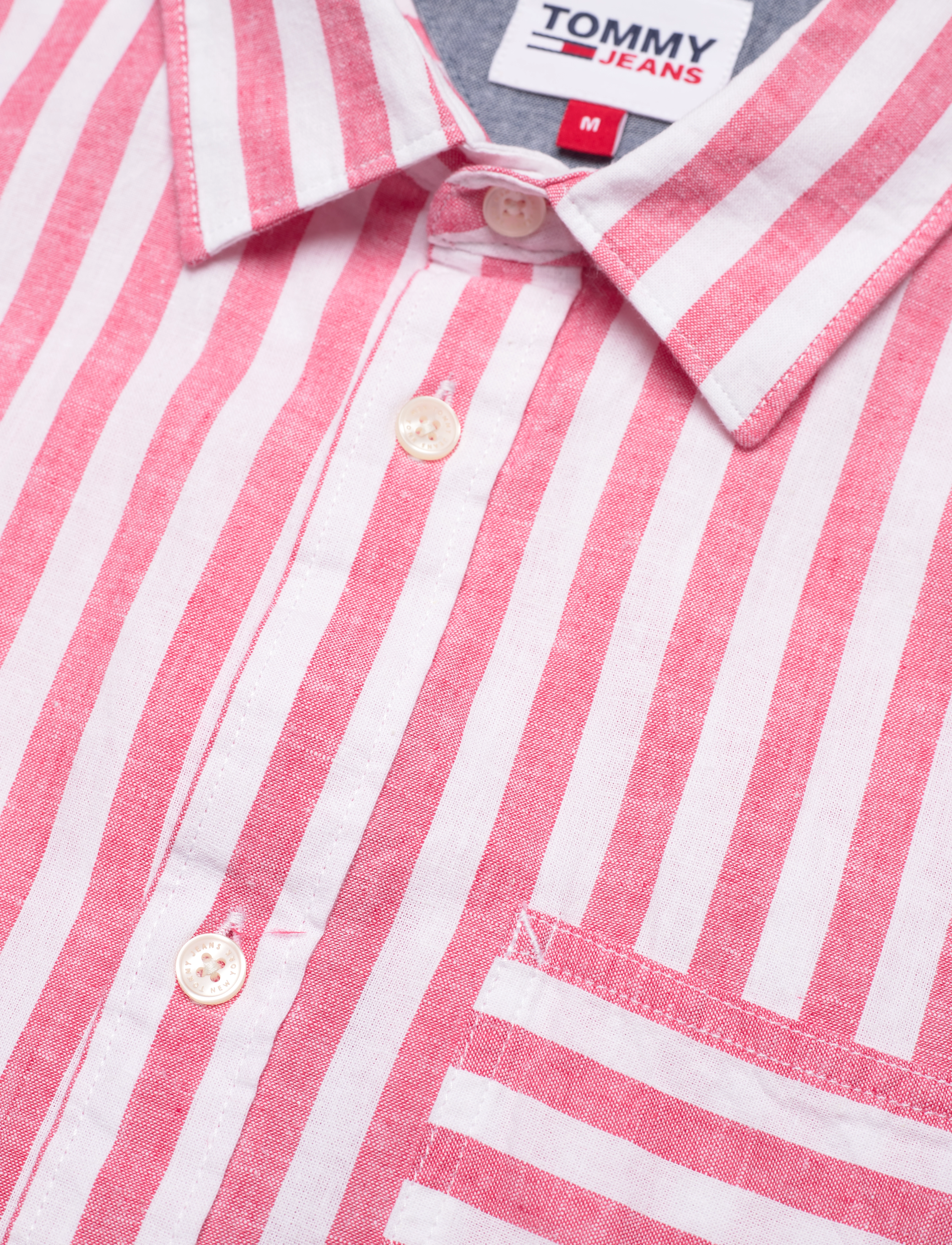 Tommy Jeans - TJM RLX SS STRIPE LINEN SHIRT - laser pink stripe - 2