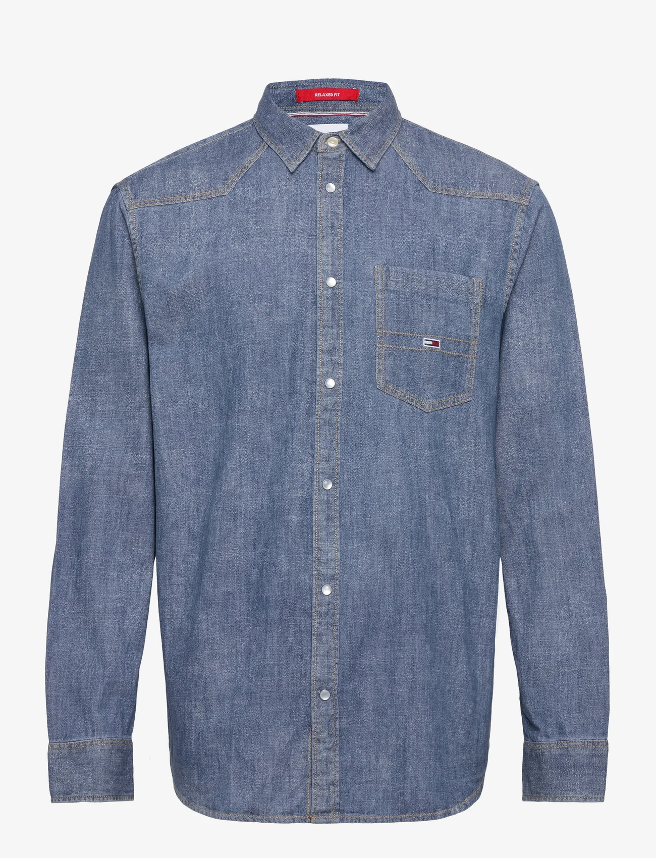 Tommy Jeans - TJM RLX WESTERN DENIM SHIRT - jeansskjorter - mid indigo - 0