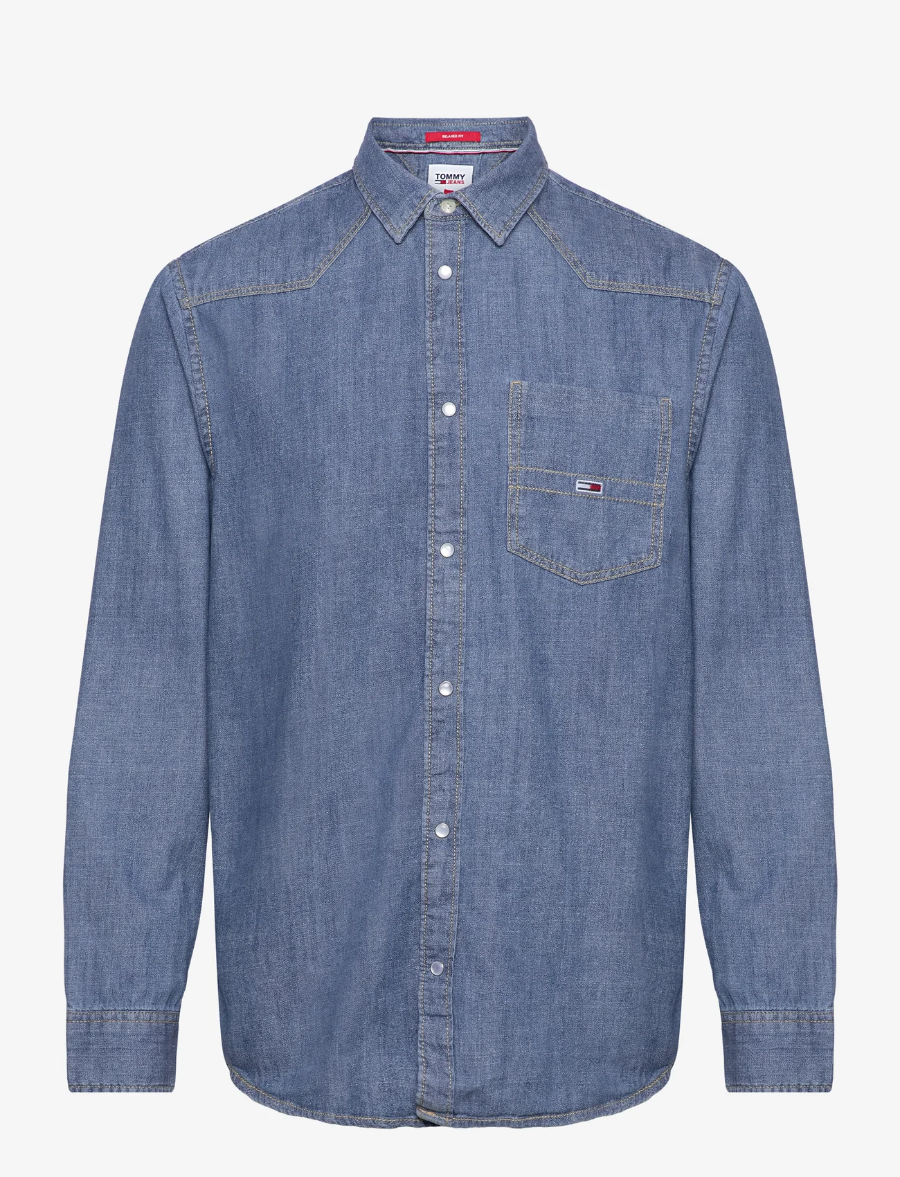Tommy Jeans - TJM RLX WESTERN DENIM SHIRT - jeansskjortor - mid indigo wash - 0