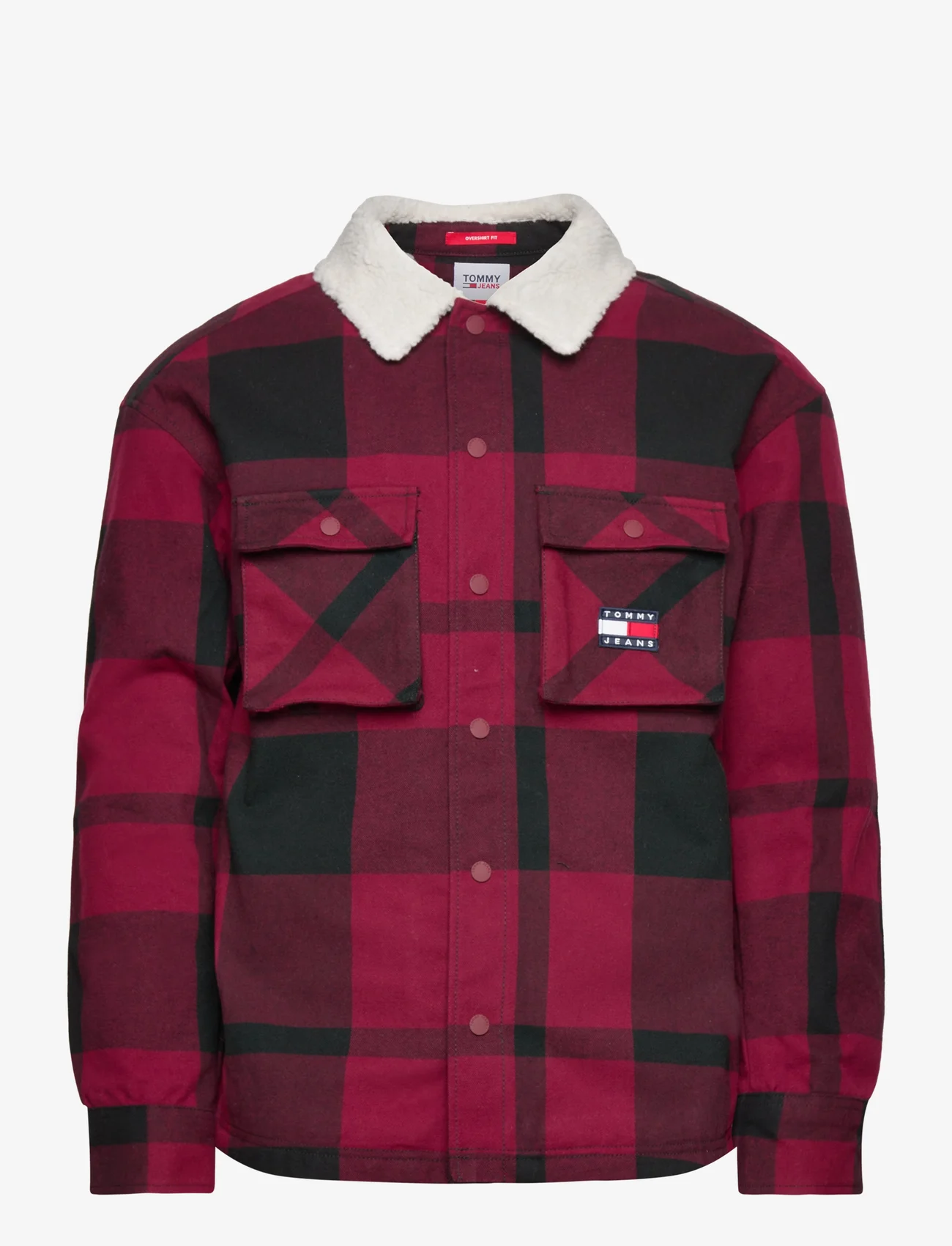 Tommy Jeans - TJM CHECK SHERPA LINED OVERSHIRT - män - rouge check - 0