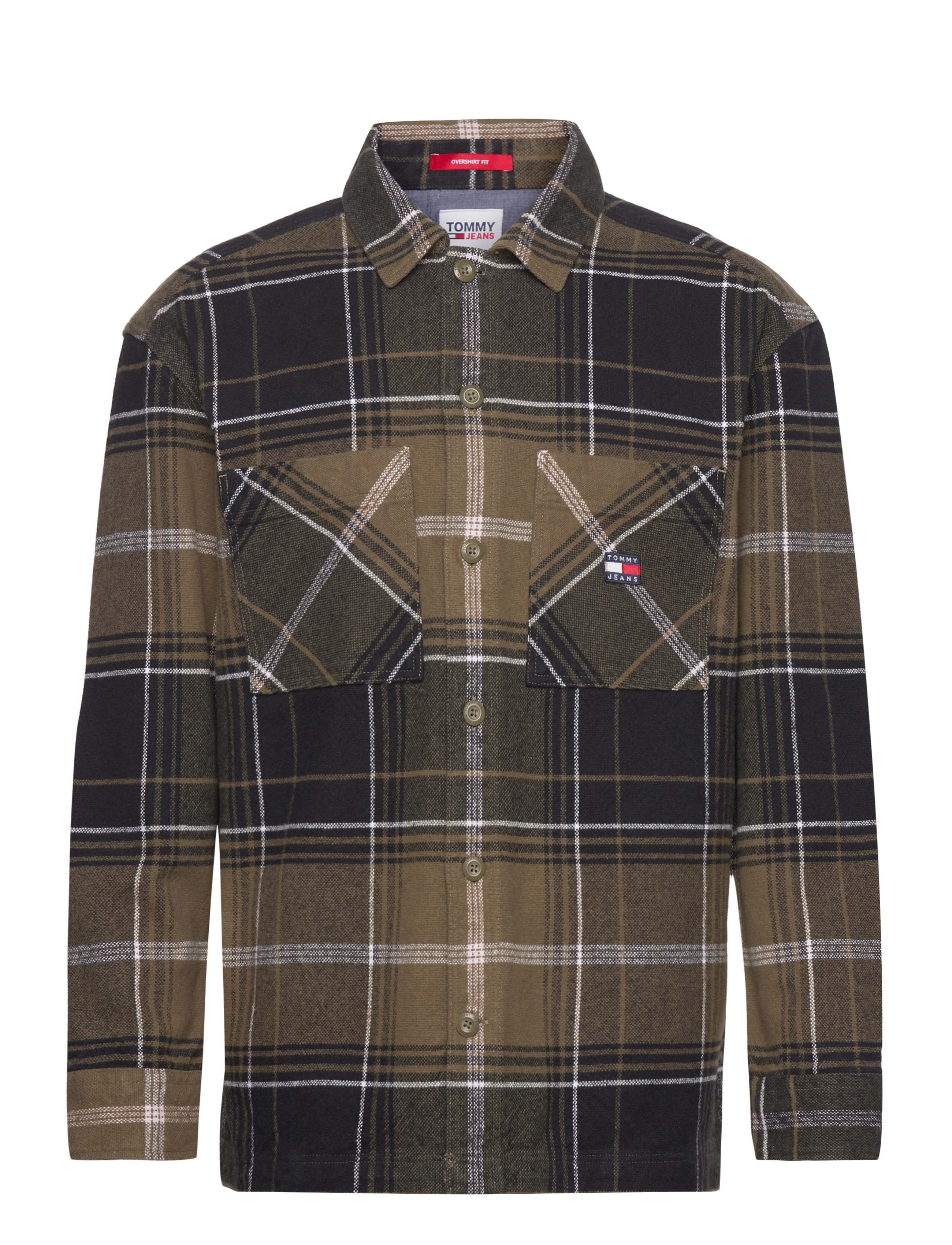 TJM BRUSHED CHECK OVERSHIRT - DRAB OLIVE GREEN CHECK