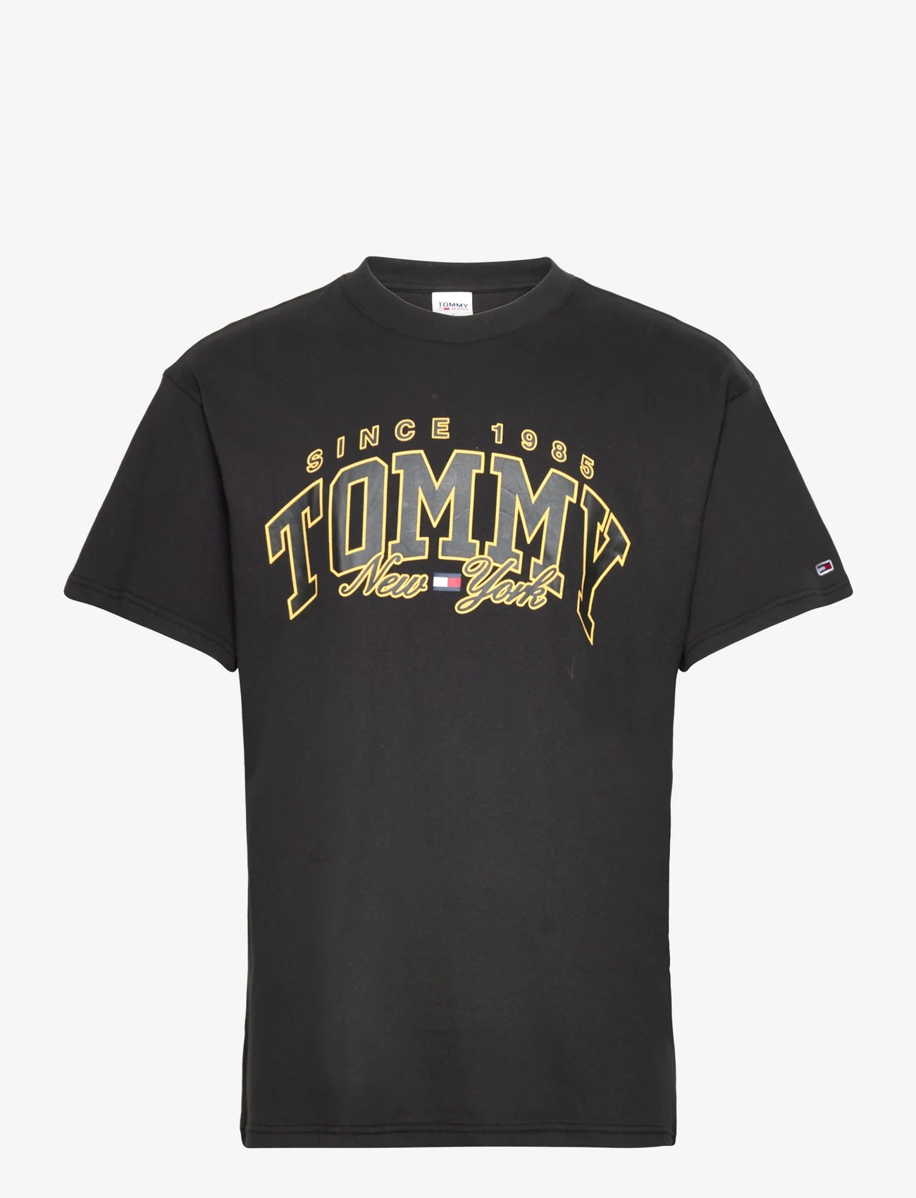 Tommy Jeans - TJM RLX LUXE VARSITY TEE - kortärmade t-shirts - black - 0