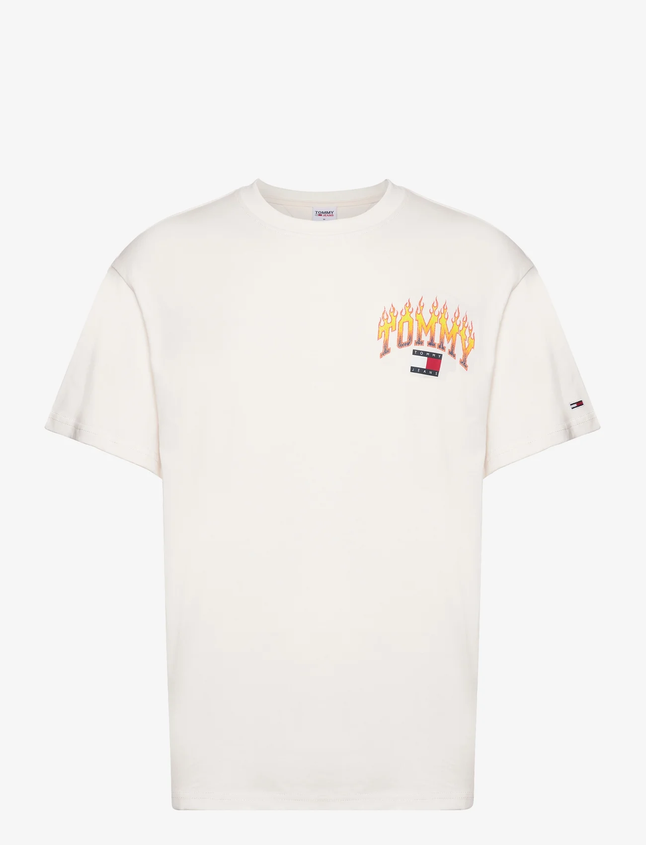 Tommy Jeans - TJM RLX VINTAGE FLAME TEE - kortärmade t-shirts - ancient white - 0