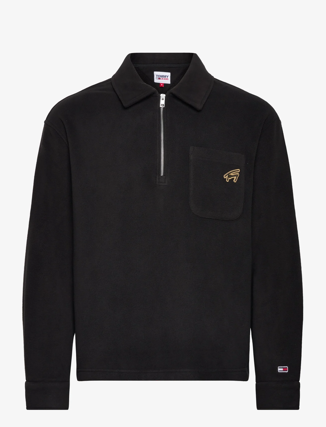 Tommy Jeans - TJM RLX SIGNATURE 1/2 ZIP FLEECE - sweatshirts - black - 0
