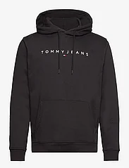 Tommy Jeans - TJM REG LINEAR LOGO HOODIE EXT - džemperiai su gobtuvu - black - 0