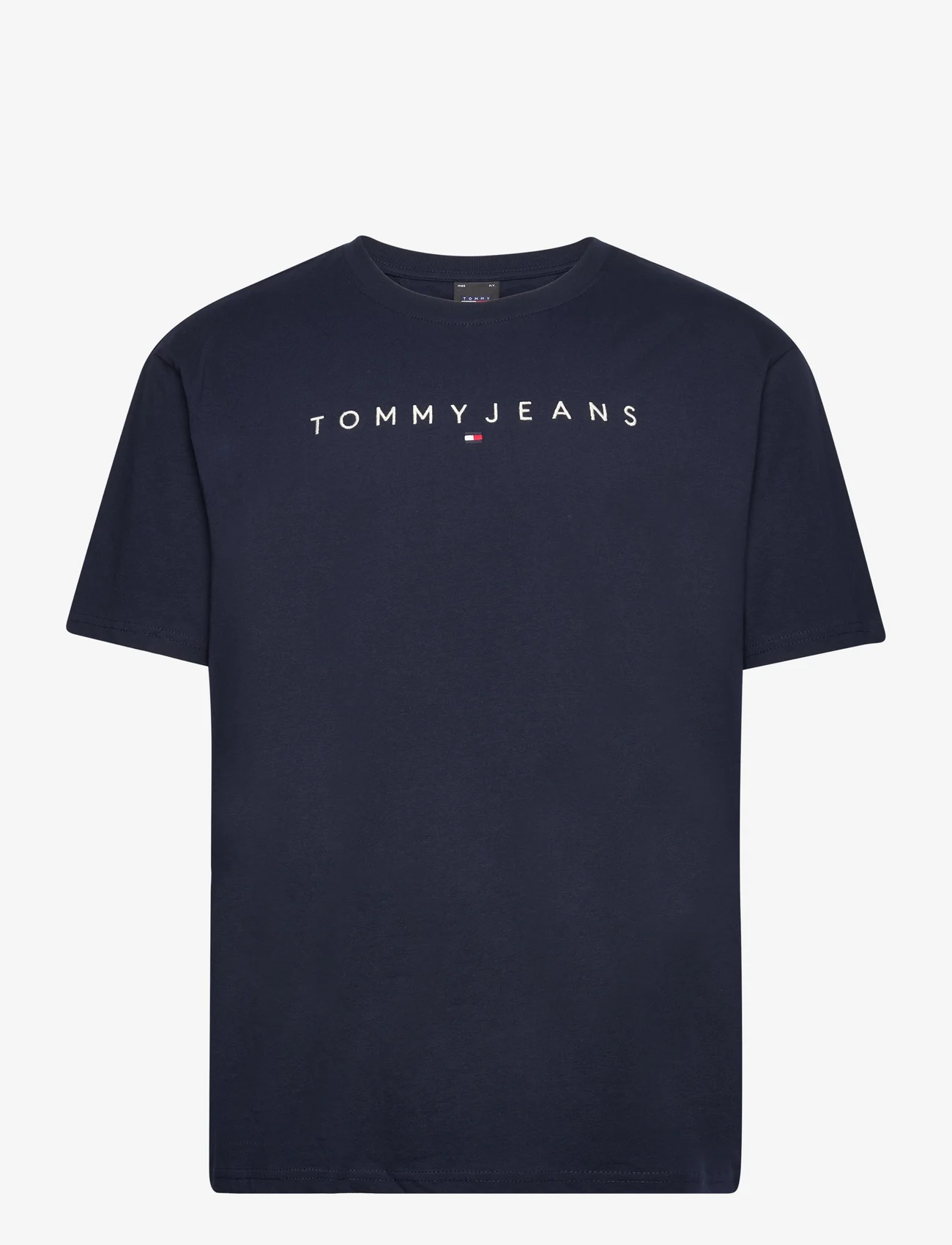 Tommy Jeans - TJM REG LINEAR LOGO TEE EXT - kortärmade t-shirts - dark night navy - 0