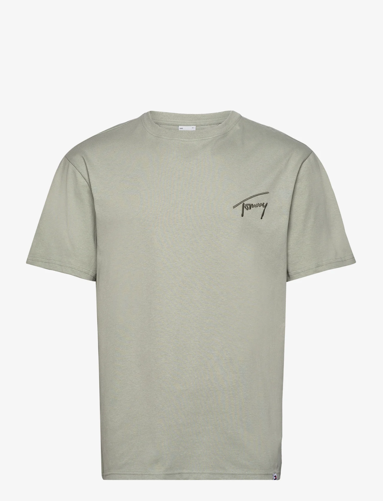 Tommy Jeans - TJM REG SIGNATURE TEE EXT - t-shirts - faded willow - 0
