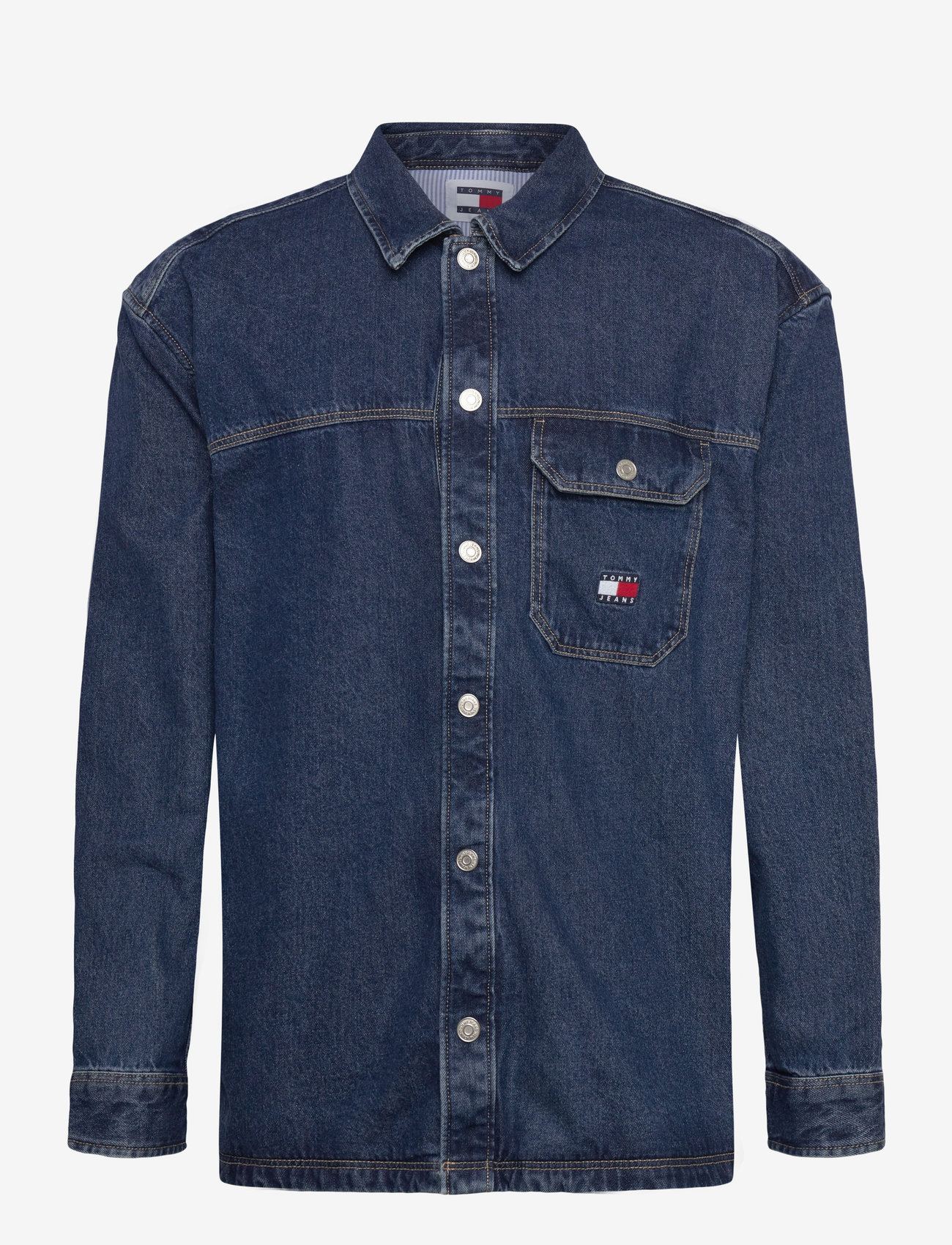 Tommy Jeans - TJM ESSENTIAL DENIM OVERSHIRT - jeansskjortor - mid indigo - 0