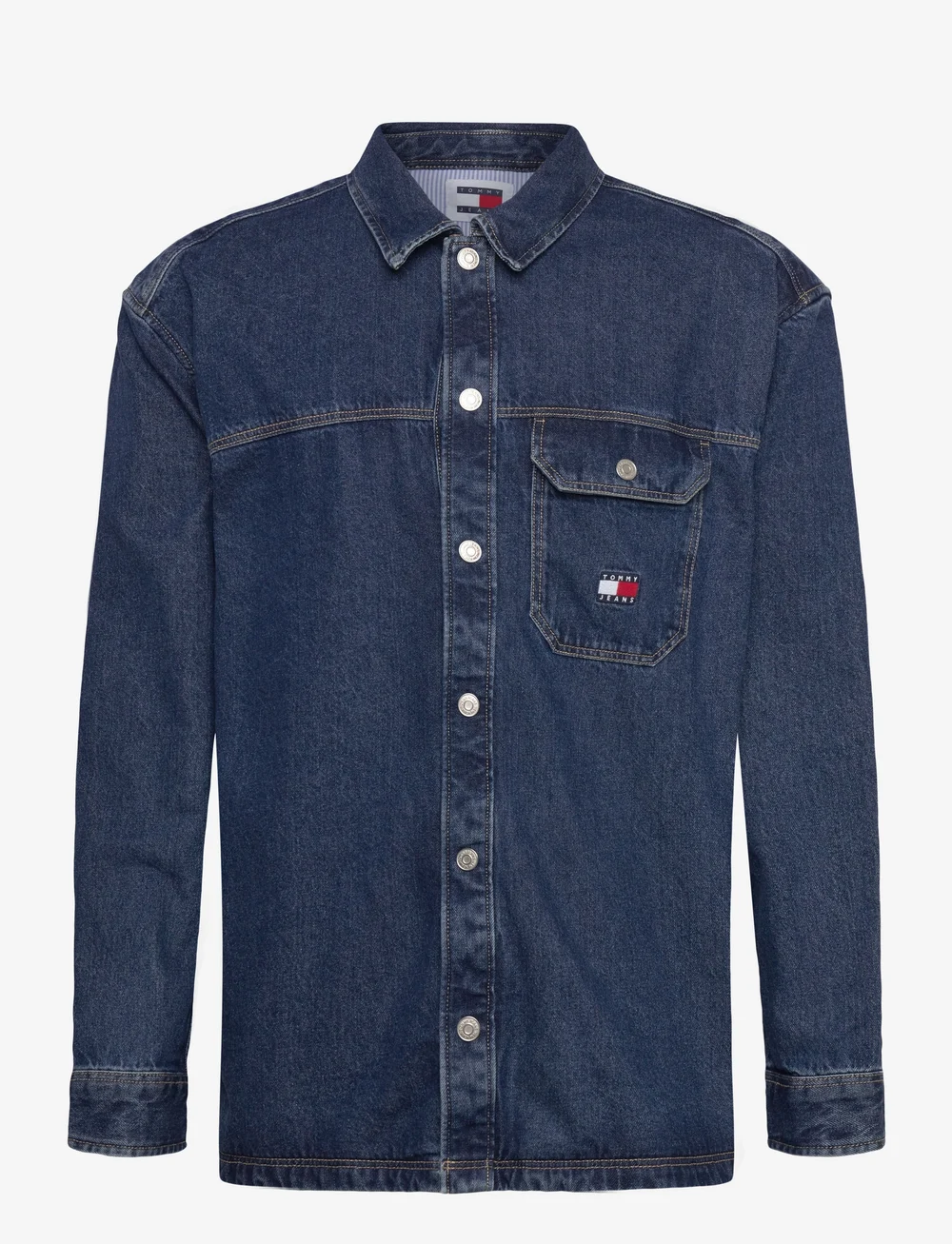Tommy Jeans - TJM ESSENTIAL DENIM OVERSHIRT - denimskjorter - mid indigo - 0