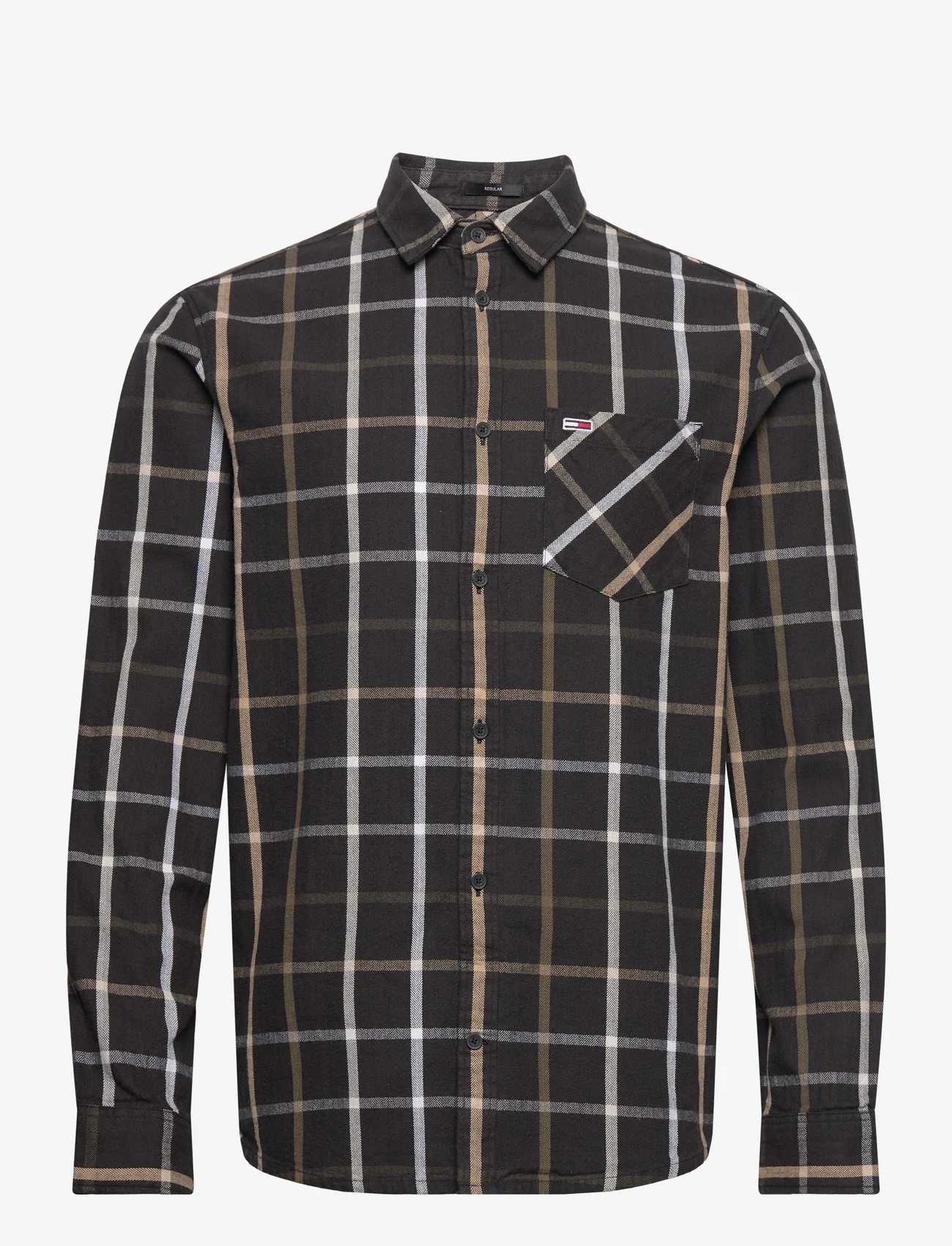Tommy Jeans - TJM REG CHECK FLANNEL SHIRT - rutiga skjortor - black check - 0