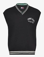 Tommy Jeans - TJM RLX VARSITY KNITTED VEST - knitted vests - black - 0