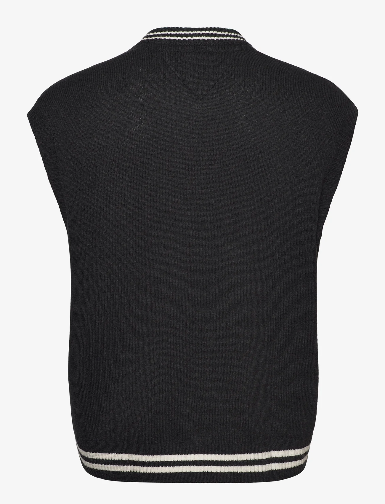 Tommy Jeans - TJM RLX VARSITY KNITTED VEST - knitted vests - black - 1