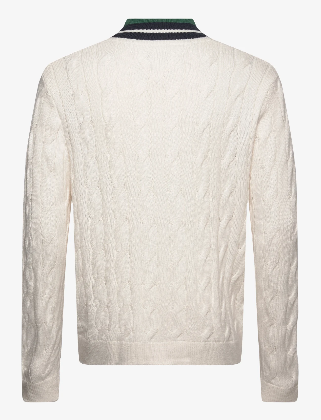 Tommy Jeans - TJM REG V-NECK CABLE SWEATER - knitted v-necks - ancient white - 1