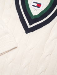 Tommy Jeans - TJM REG V-NECK CABLE SWEATER - megztiniai su v formos apykakle - ancient white - 2