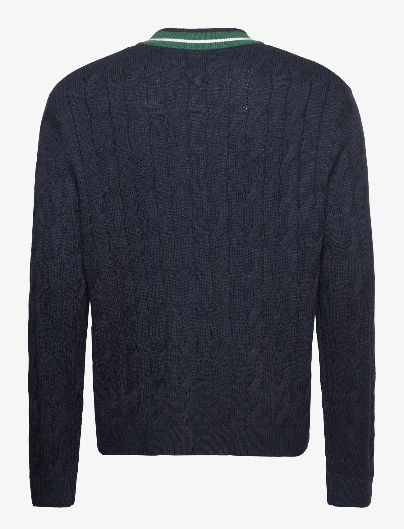 Tommy Jeans - TJM REG V-NECK CABLE SWEATER - knitted v-necks - dark night navy - 1
