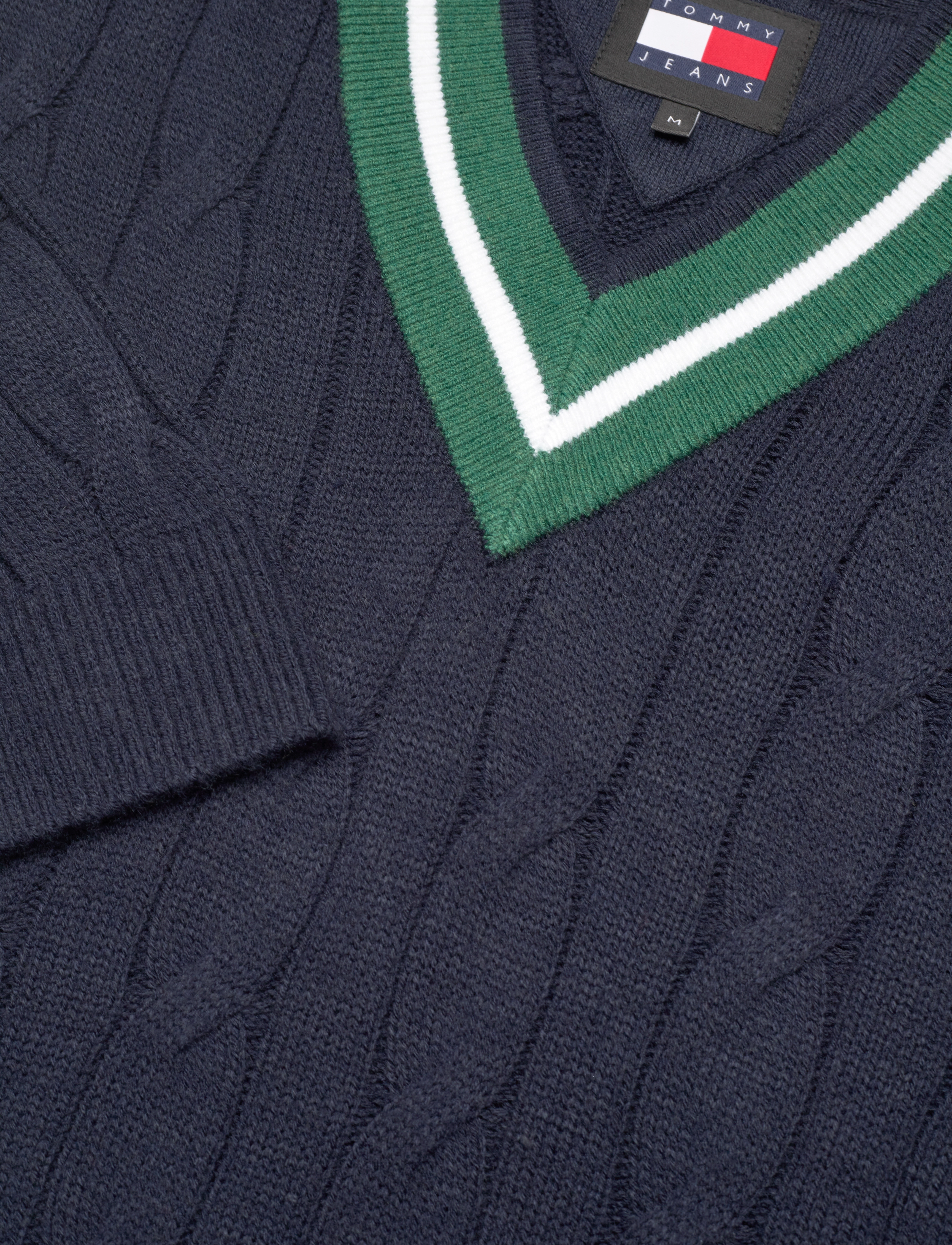 Tommy Jeans - TJM REG V-NECK CABLE SWEATER - dark night navy - 2