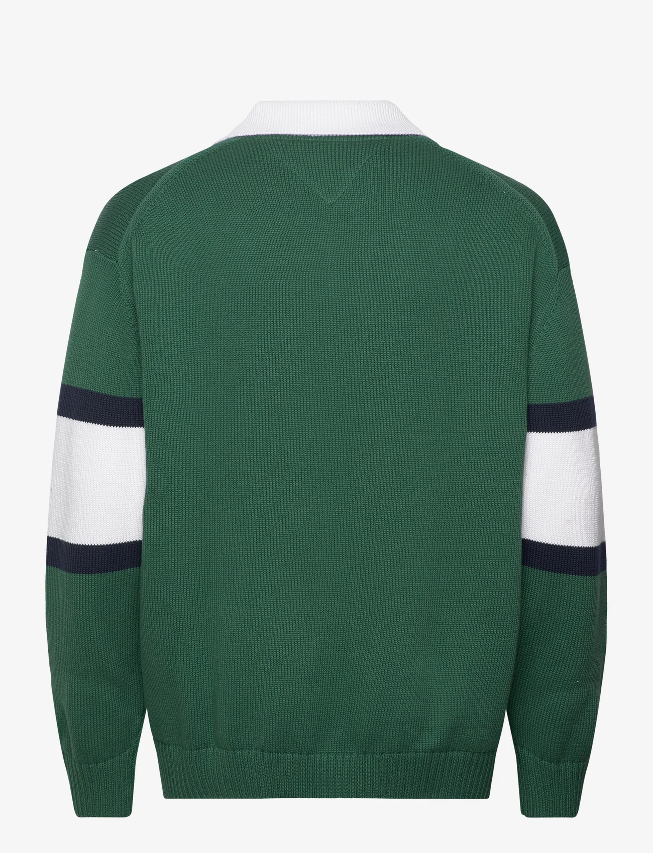 Tommy Jeans - TJM RLX TROPHY NECK RUGBY - megztiniai su v formos apykakle - court green - 1