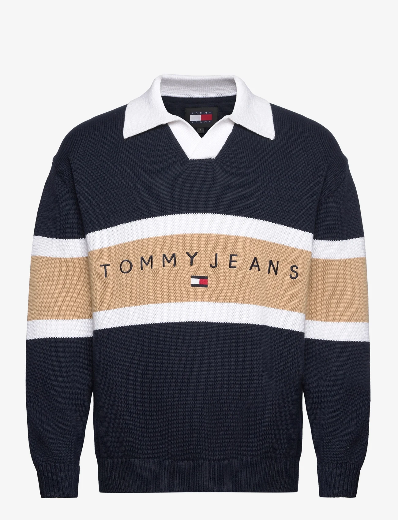 Tommy Jeans - TJM RLX TROPHY NECK RUGBY - gestrickte polohemden - dark night navy - 0