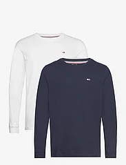 Tommy Jeans - TJM SLIM 2PACK L/S EXT - long-sleeved t-shirts - white / newsprint - 0