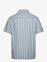 Tommy Jeans - TJM STRIPE LINEN SS SHIRT EXT - kortärmade t-shirts - timeless teal stripe - 1
