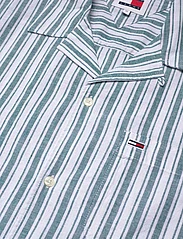 Tommy Jeans - TJM STRIPE LINEN SS SHIRT EXT - kortærmede t-shirts - timeless teal stripe - 3