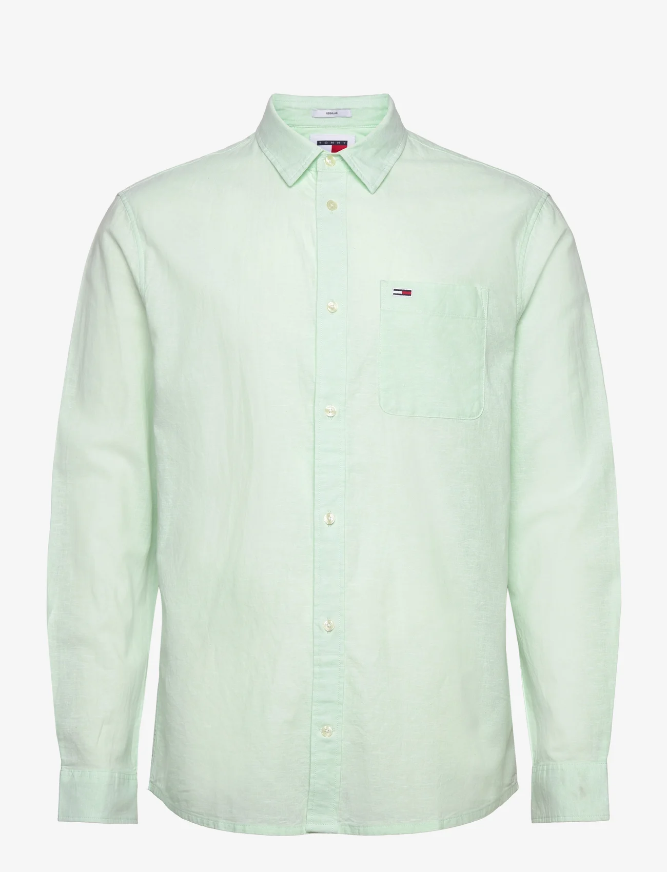 Tommy Jeans - TJM REG LINEN BLEND SHIRT - lininiai marškiniai - opal green - 0