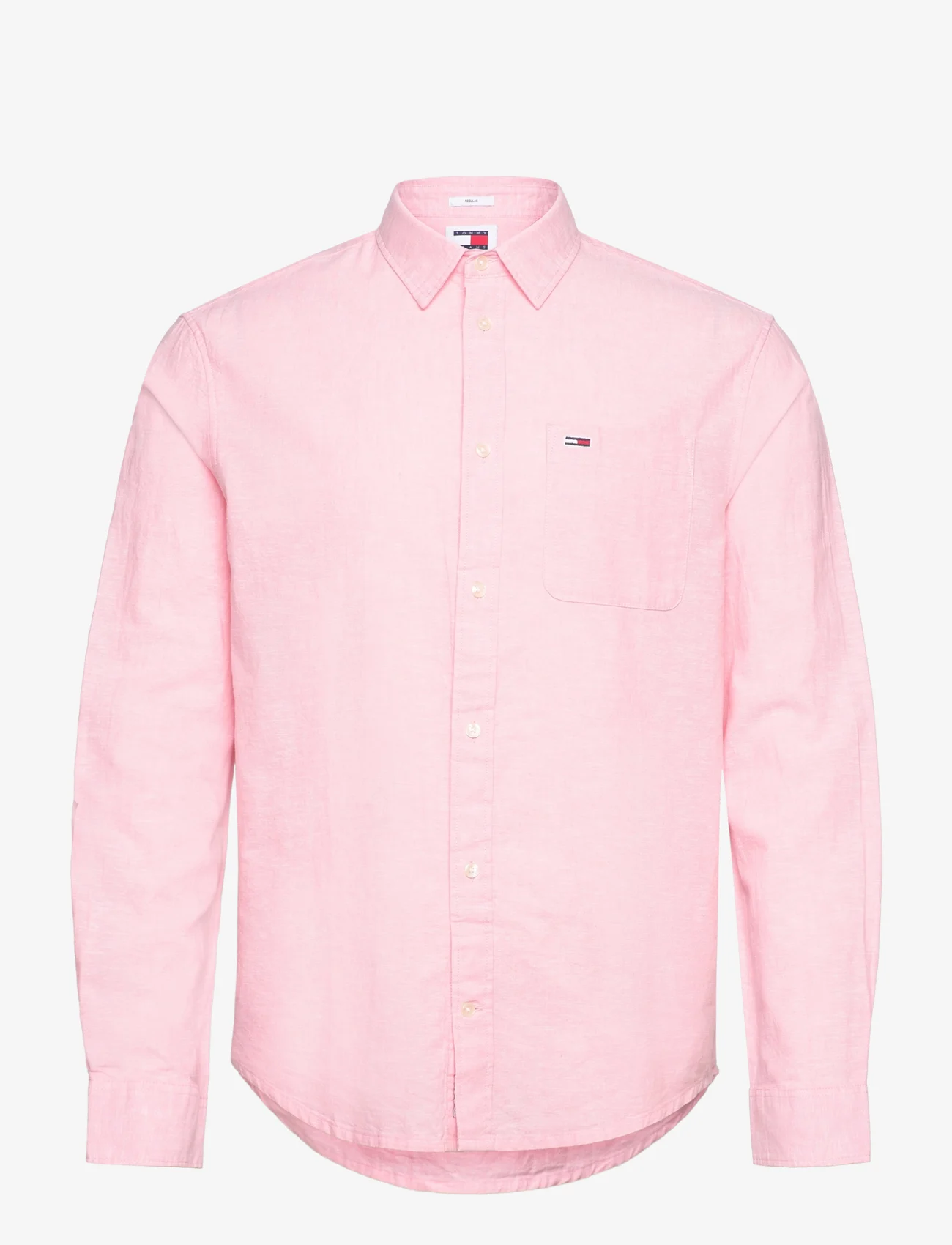 Tommy Jeans - TJM REG LINEN BLEND SHIRT - lininiai marškiniai - tickled pink - 0