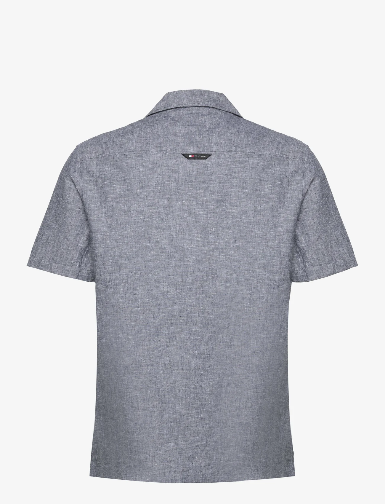 Tommy Jeans - TJM LINEN BLEND CAMP SHIRT EXT - kortärmade t-shirts - dark night navy - 1