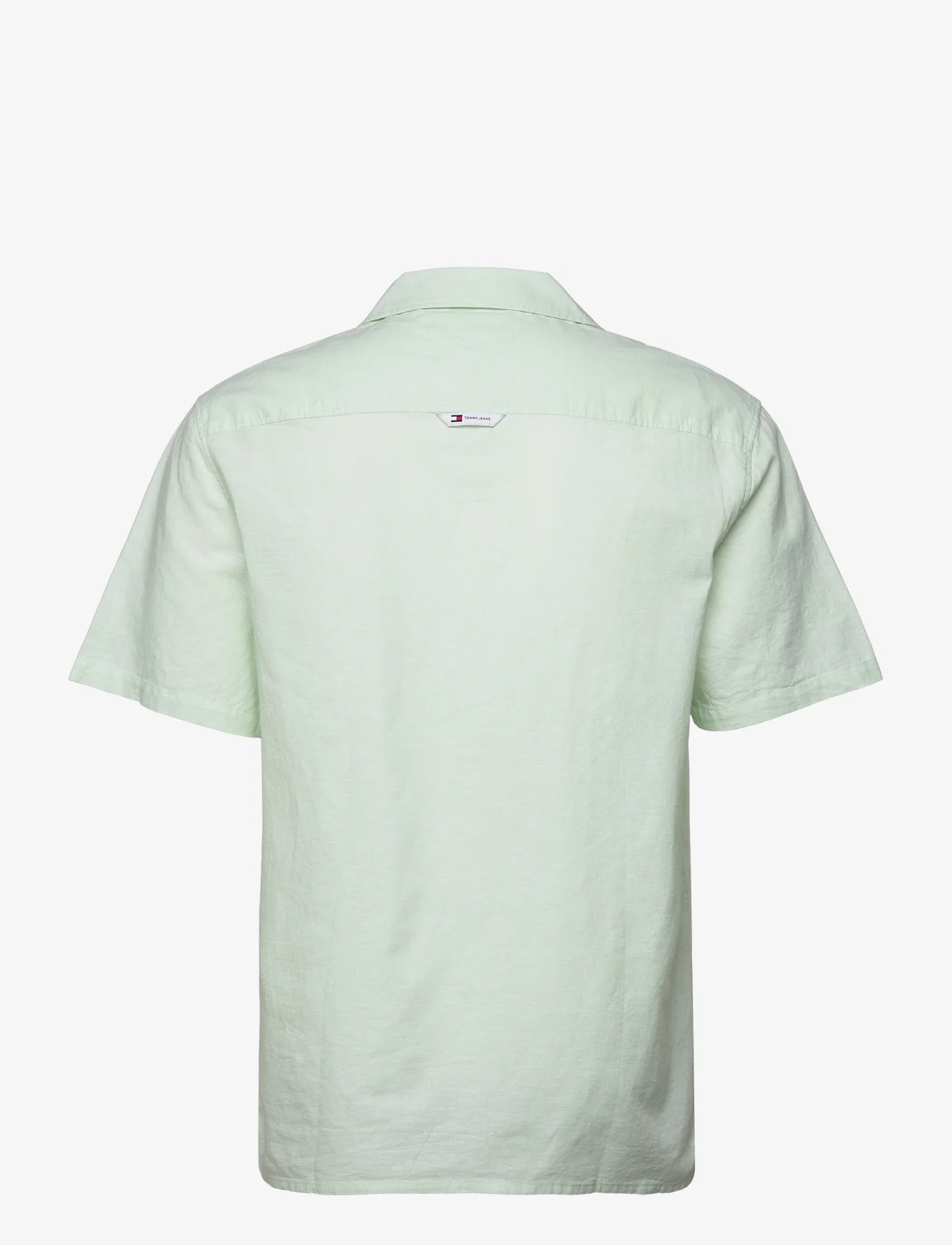 Tommy Jeans - TJM LINEN BLEND CAMP SHIRT EXT - kortärmade t-shirts - opal green - 1
