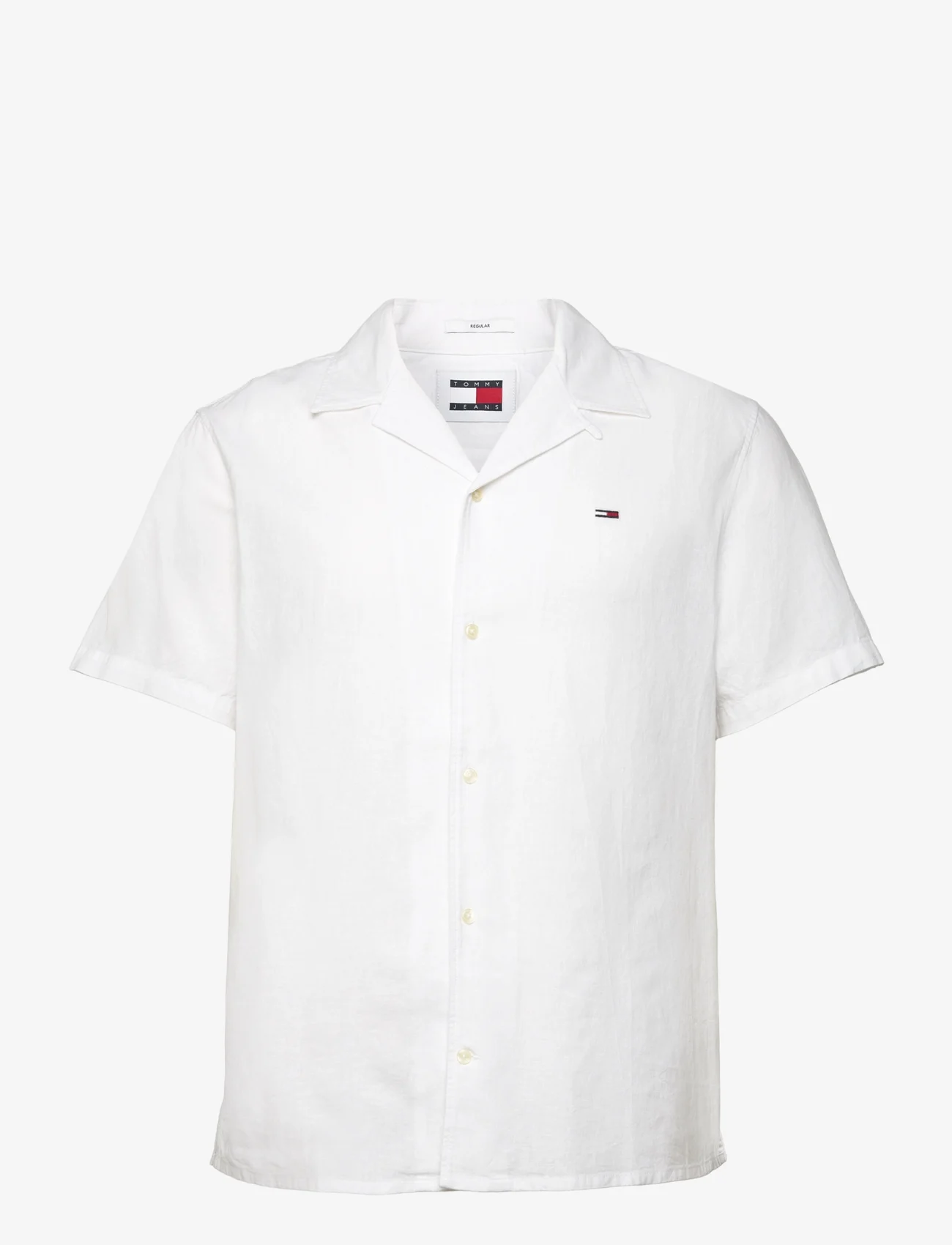 Tommy Jeans - TJM LINEN BLEND CAMP SHIRT EXT - kortærmede t-shirts - white - 0