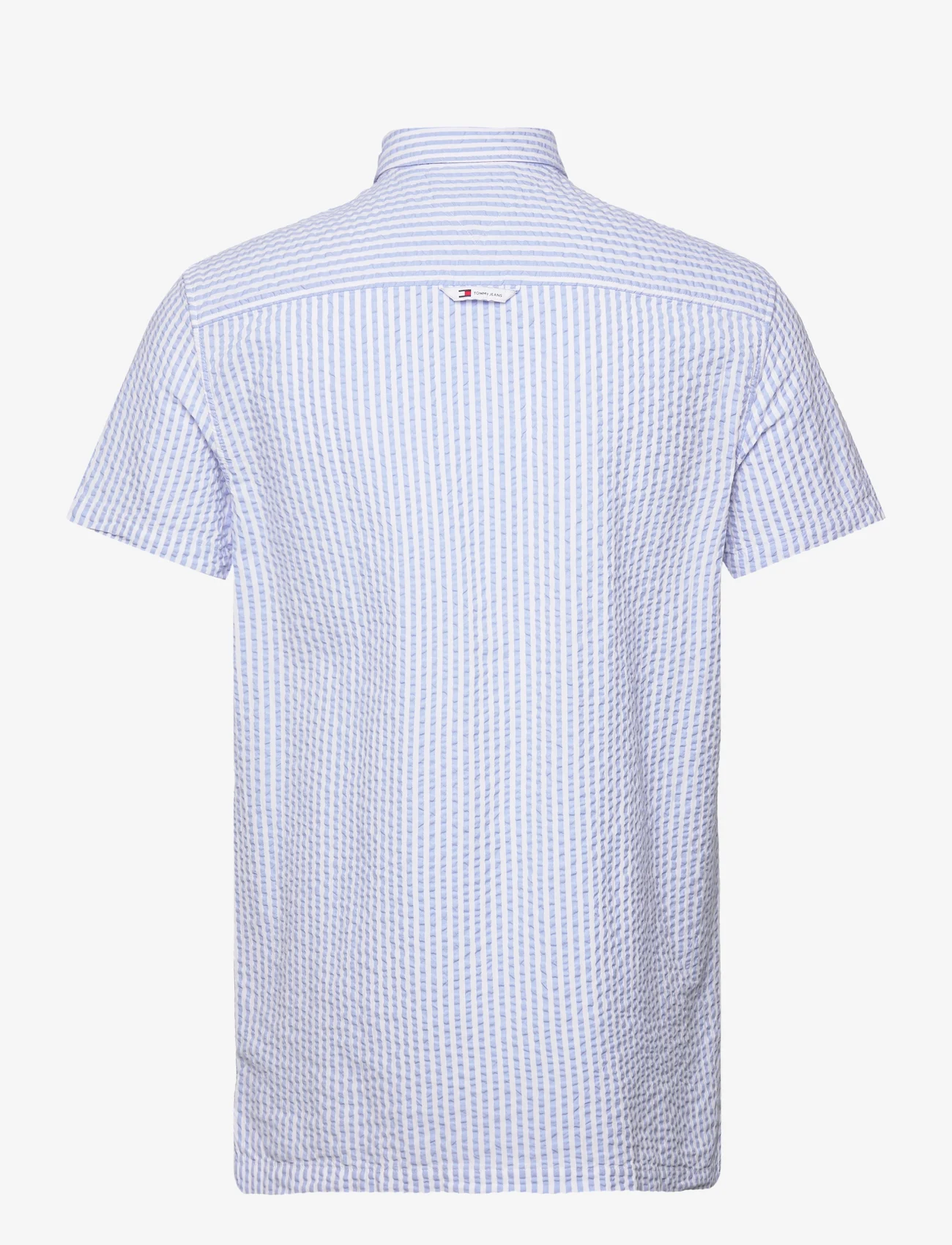 Tommy Jeans - TJM REG STRIPE SEERSUCKER SHIRT - kortärmade t-shirts - white / moderate blue - 1