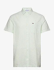 Tommy Jeans - TJM REG STRIPE SEERSUCKER SHIRT - kortærmede t-shirts - white / opal green - 0