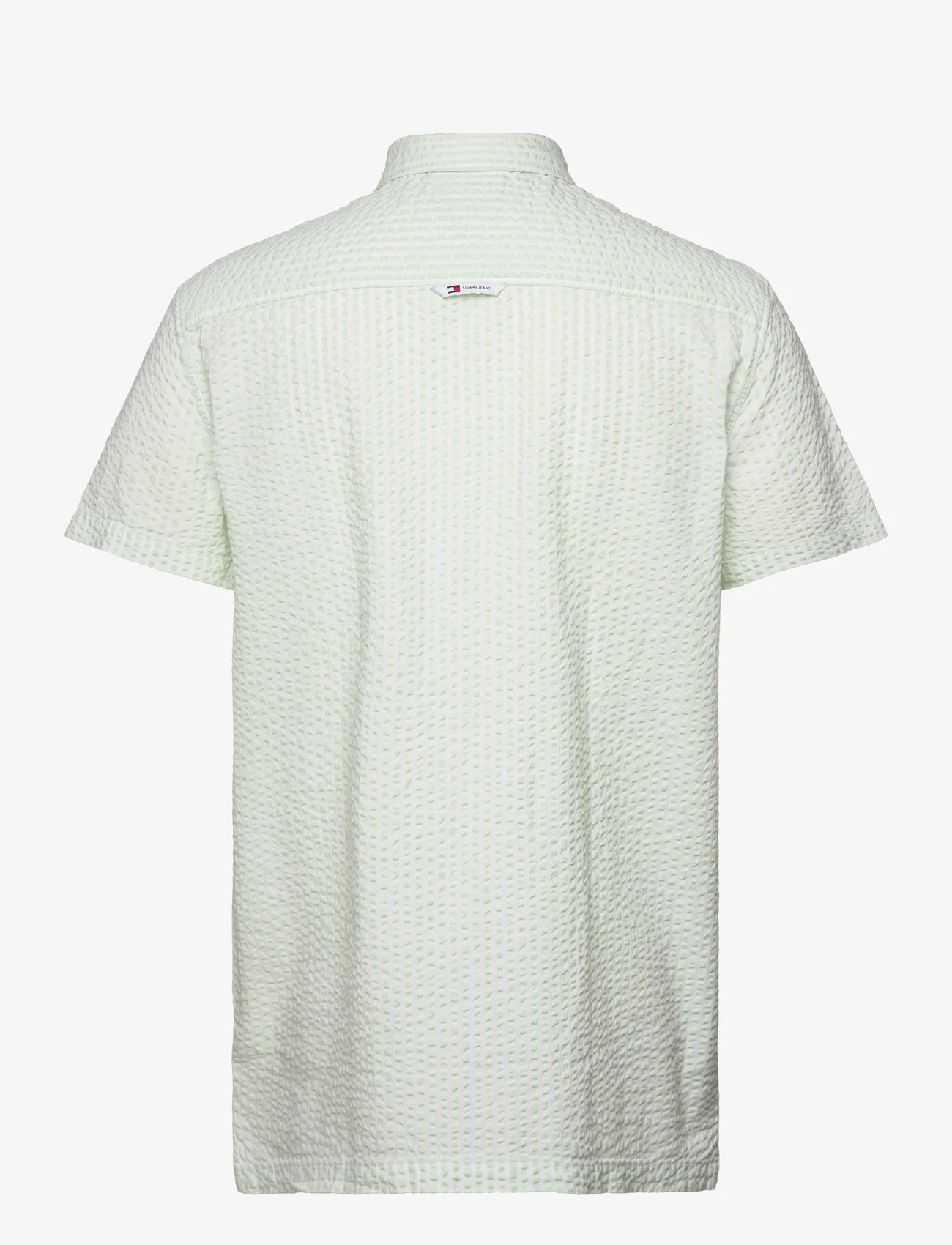 Tommy Jeans - TJM REG STRIPE SEERSUCKER SHIRT - kortærmede t-shirts - white / opal green - 1