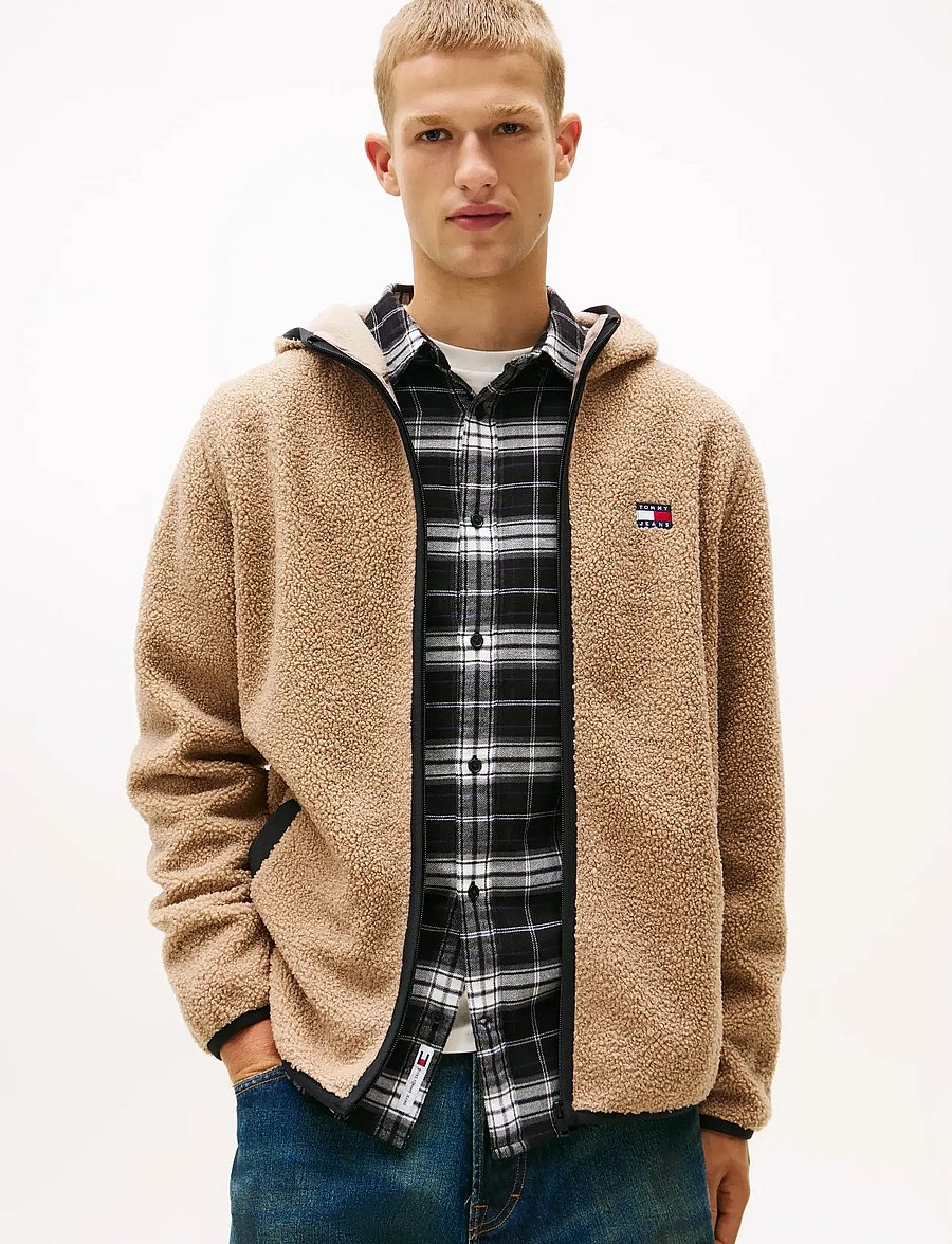 Tommy Jeans - TJM REG BADGE TEDDY ZIP TRU EXT - fleece-pullover - coastal taupe - 0